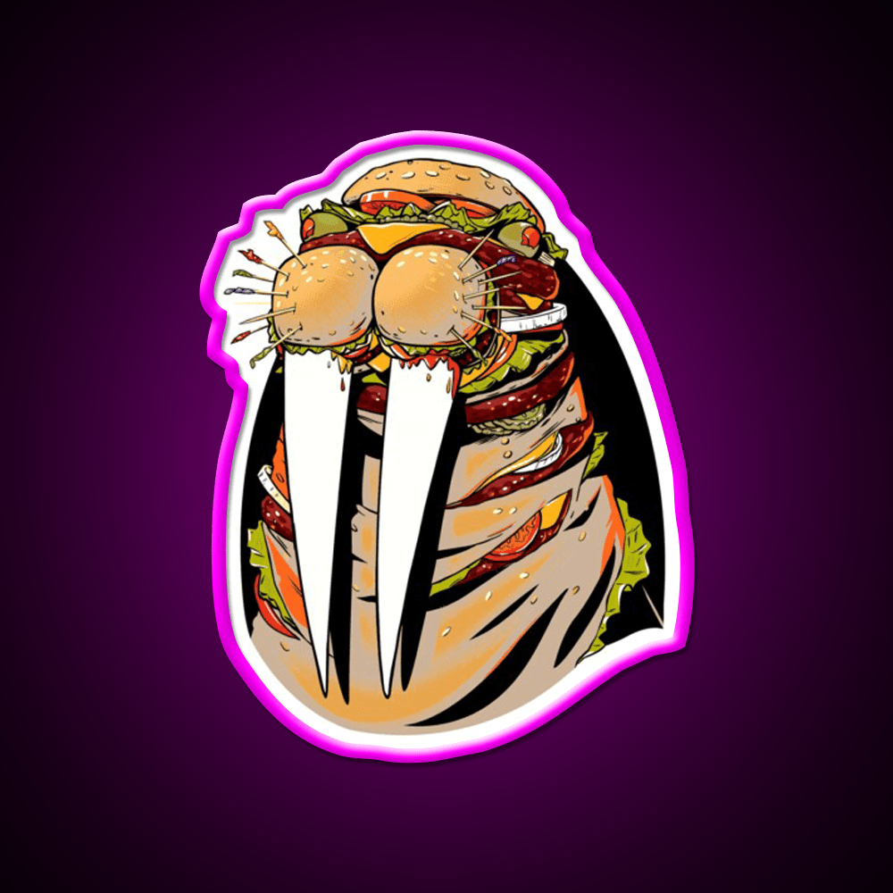 Walrus Burger Fast Food Led Neon Sign For Burger Place Rgb Color - Shineneon