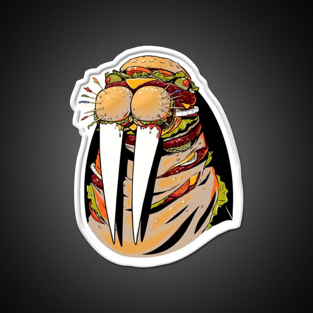 Walrus Burger Fast Food Led Neon Sign For Burger Place Rgb Color