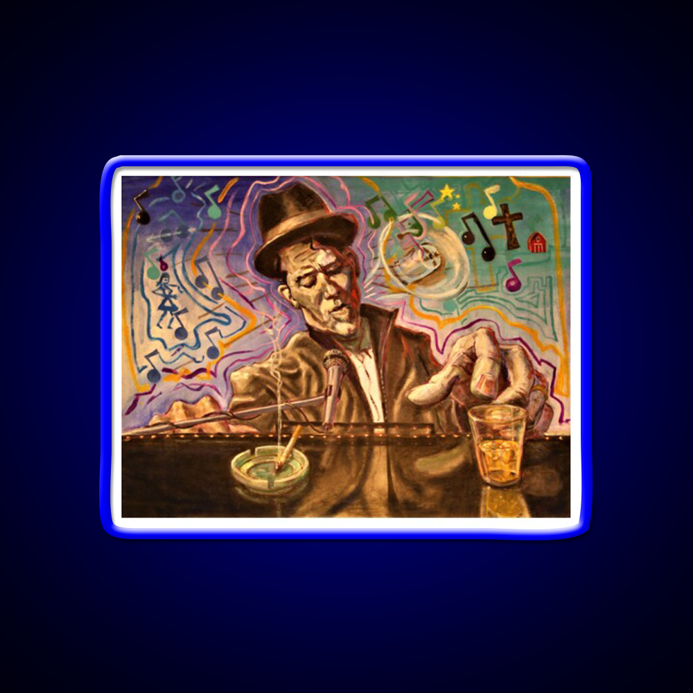 Waltzing Waits Aka Tom Waits Whiskey Drink Bar Led Neon Sign Rgb Color