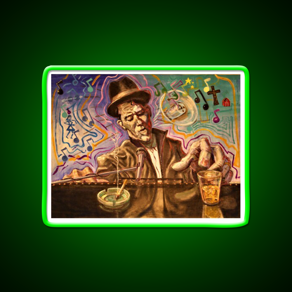 Waltzing Waits Aka Tom Waits Whiskey Drink Bar Led Neon Sign Rgb Color