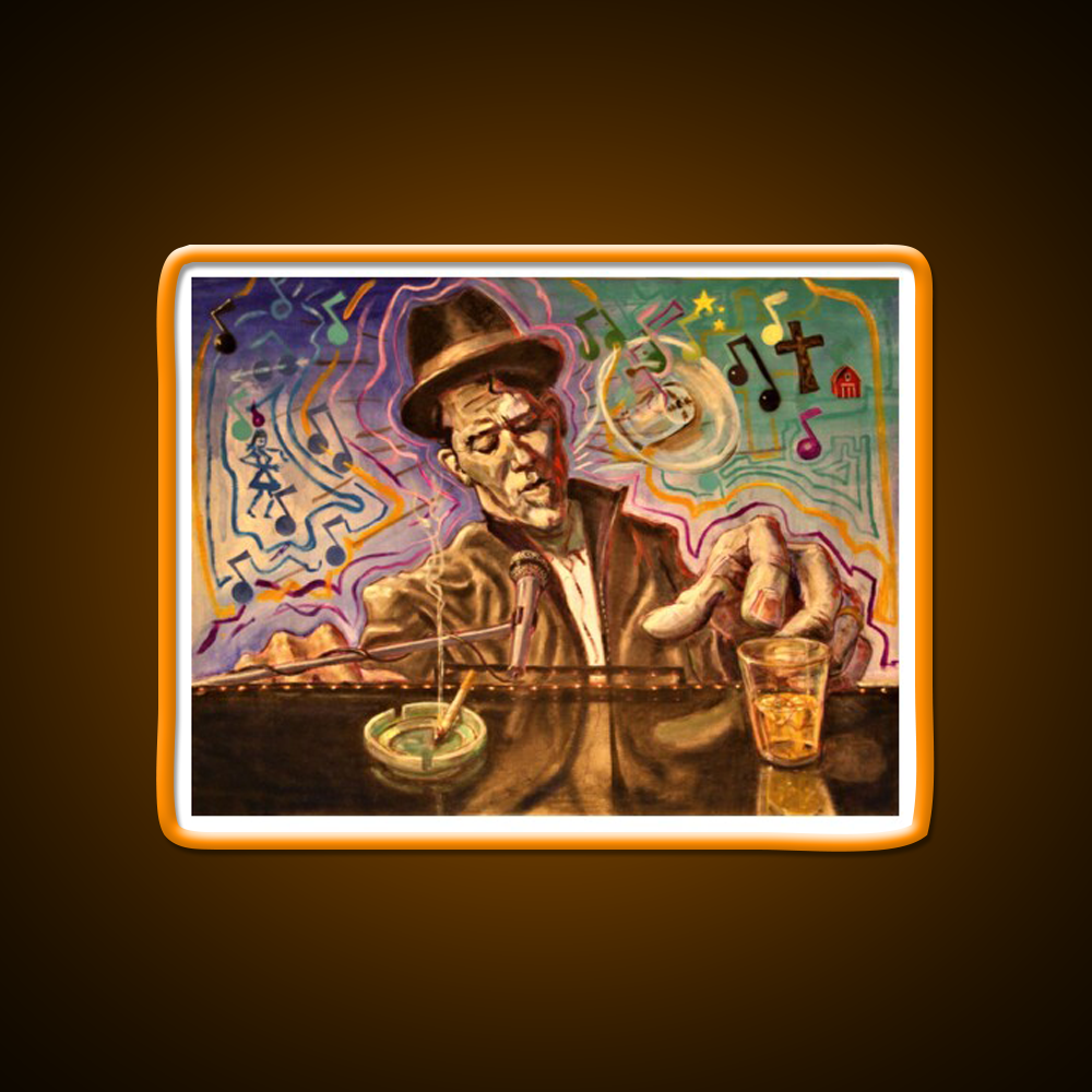 Waltzing Waits Aka Tom Waits Whiskey Drink Bar Led Neon Sign Rgb Color