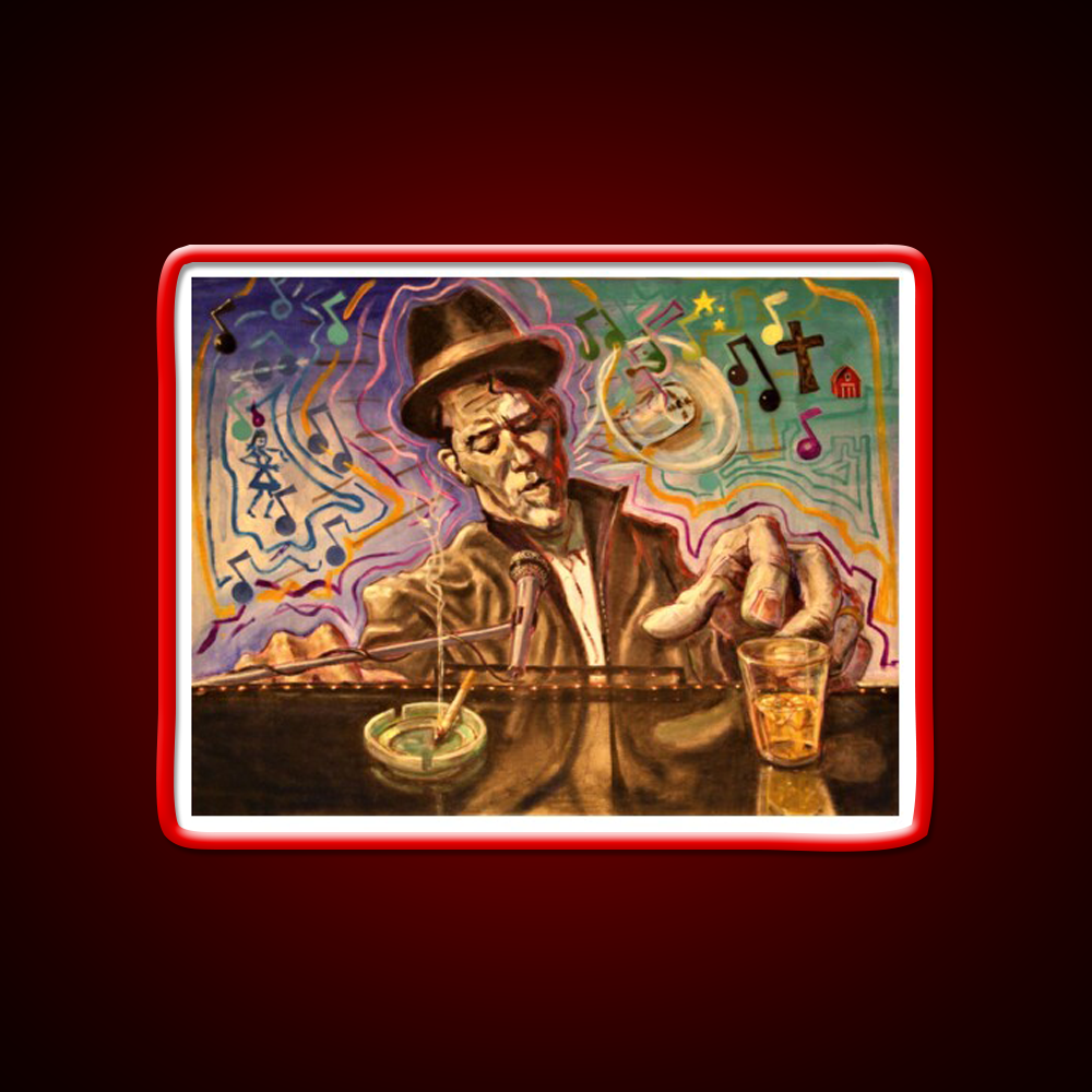 Waltzing Waits Aka Tom Waits Whiskey Drink Bar Led Neon Sign Rgb Color