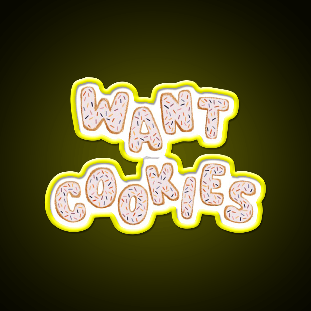 Want Cookies Lettering Pink Snack Food Led Neon Sign Rgb Color - Shineneon