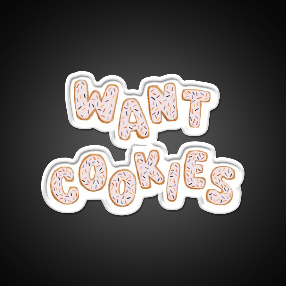 Want Cookies Lettering Pink Snack Food Led Neon Sign Rgb Color - Shineneon
