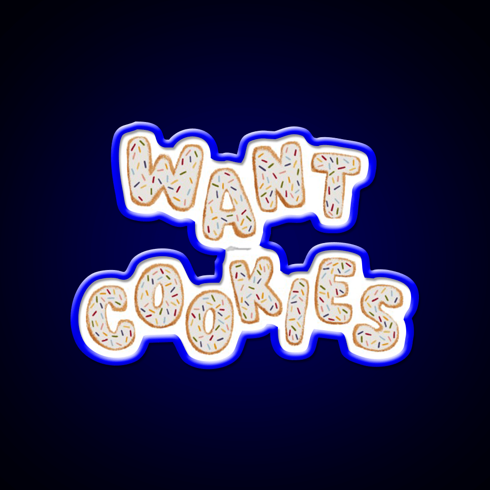 Want Cookies Lettering Snack Food Led Neon Sign Rgb Color - Shineneon