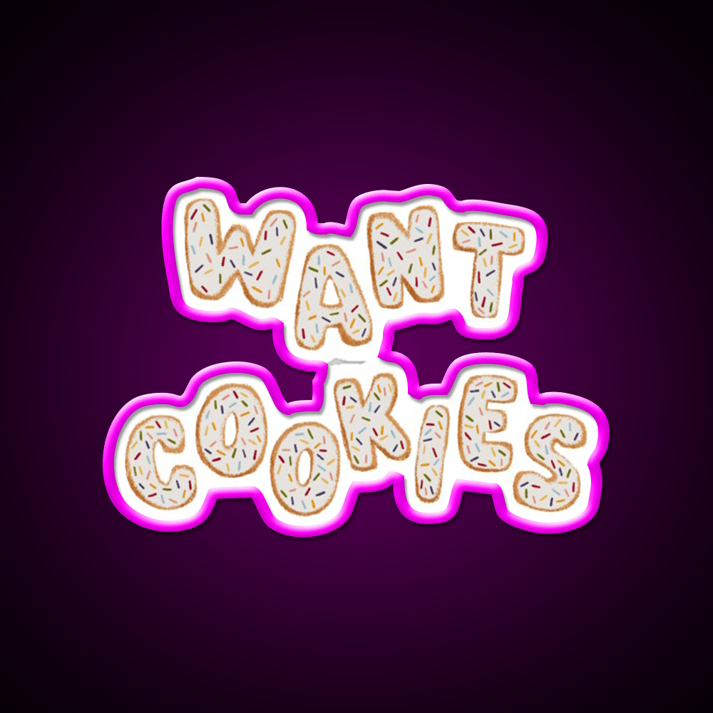 Want Cookies Lettering Snack Food Led Neon Sign Rgb Color - Shineneon