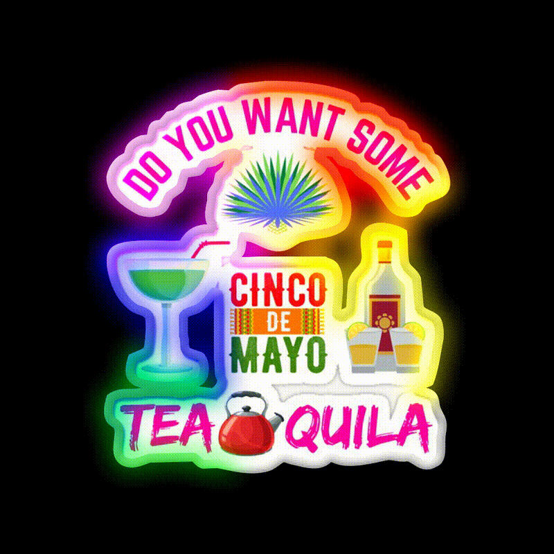 Want Some Tequila Party Drink Tequila Led Neon Sign Bar Led Sign Rgb Color - LED neon sign close-up detail