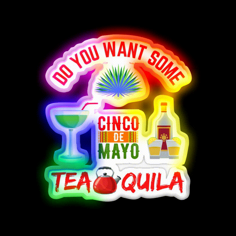 Want Some Tequila Party Drink Tequila Led Neon Sign Rgb Color - LED neon sign close-up detail