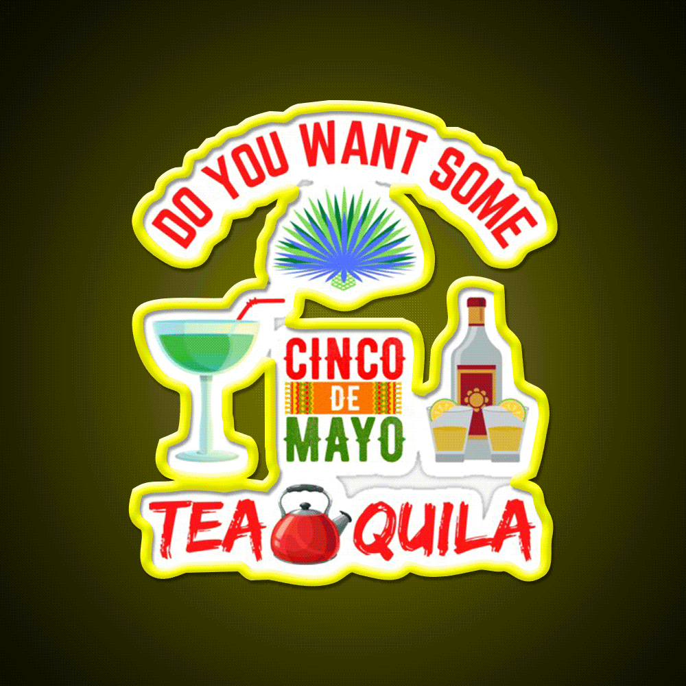 Want Some Tequila Party Drink Tequila Led Neon Sign Rgb Color - Custom LED neon sign front view