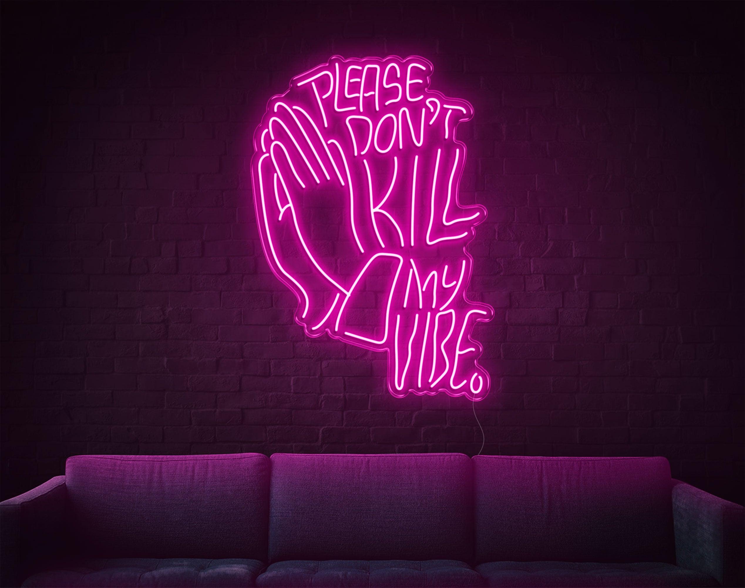 Warm Amber Prayer Hands Please Dont Kill My Vibe Led Neon Sign For Home Decor | Shineneon