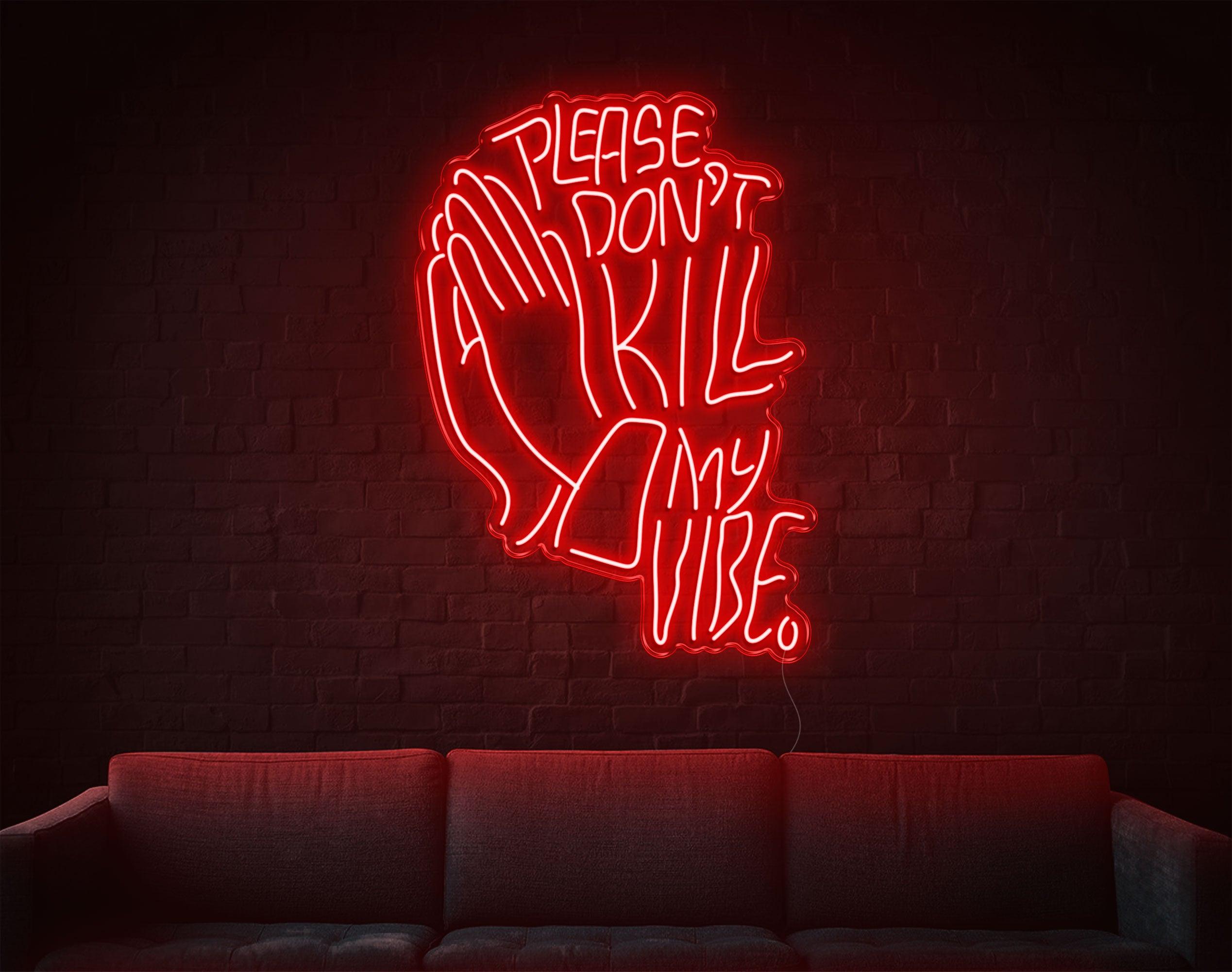 Warm Amber Prayer Hands Please Dont Kill My Vibe Led Neon Sign For Home Decor | Shineneon