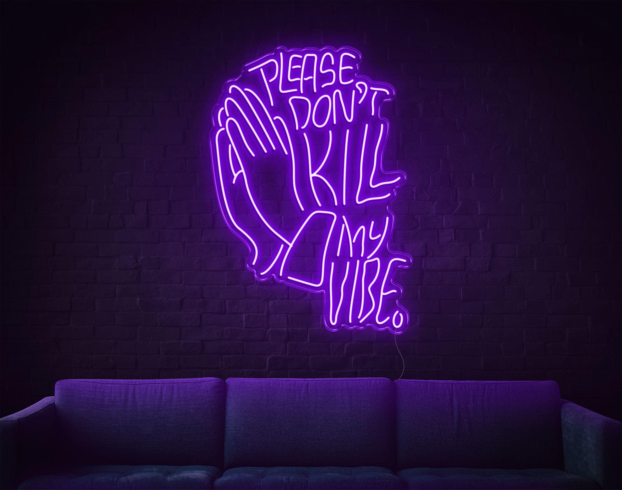 Warm Amber Prayer Hands Please Dont Kill My Vibe Led Neon Sign For Home Decor | Shineneon