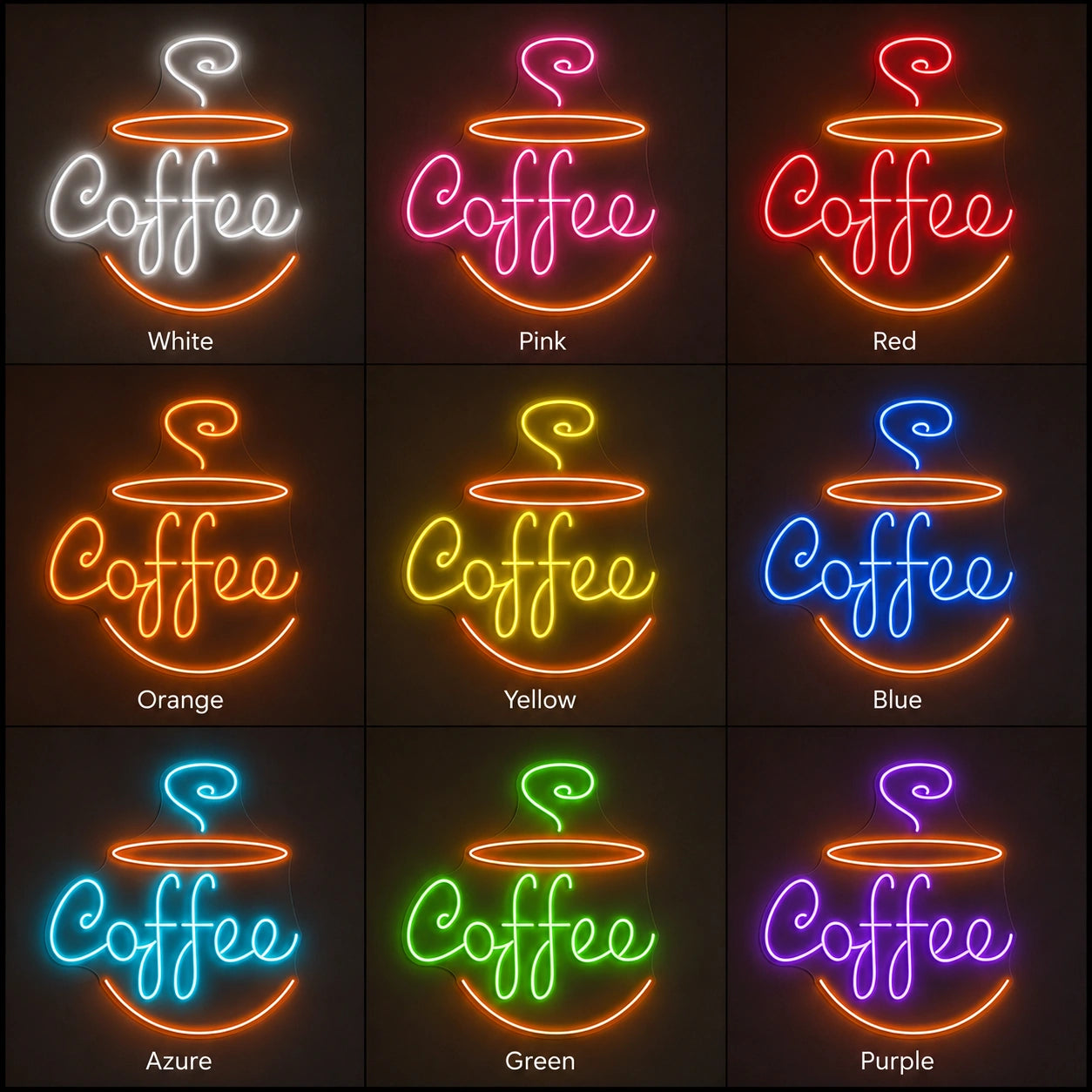 Warm Coffee Wall Neon Sign LED Neon Sign color grid