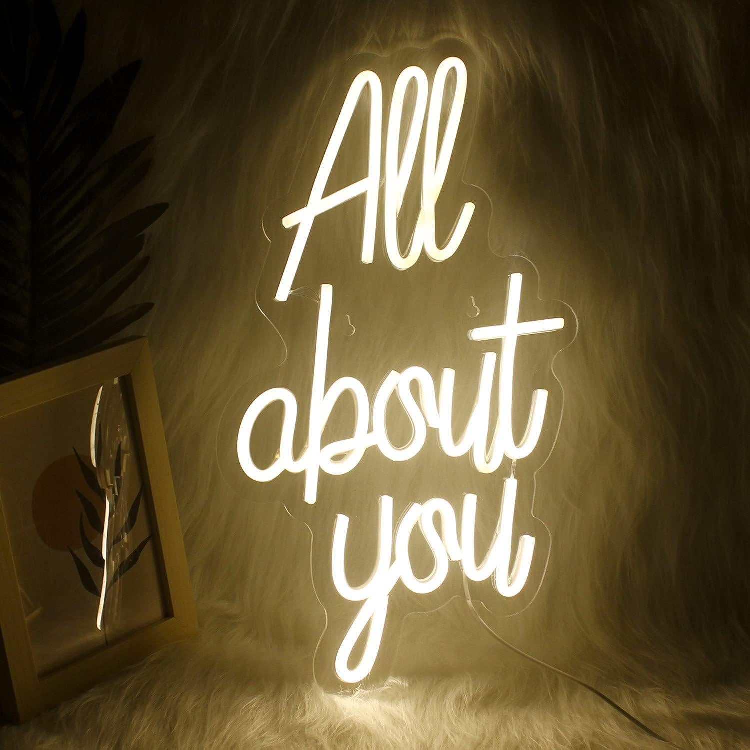 Warm White All About You Led Neon Sign For Bedroom Living Room Decor | Shineneon