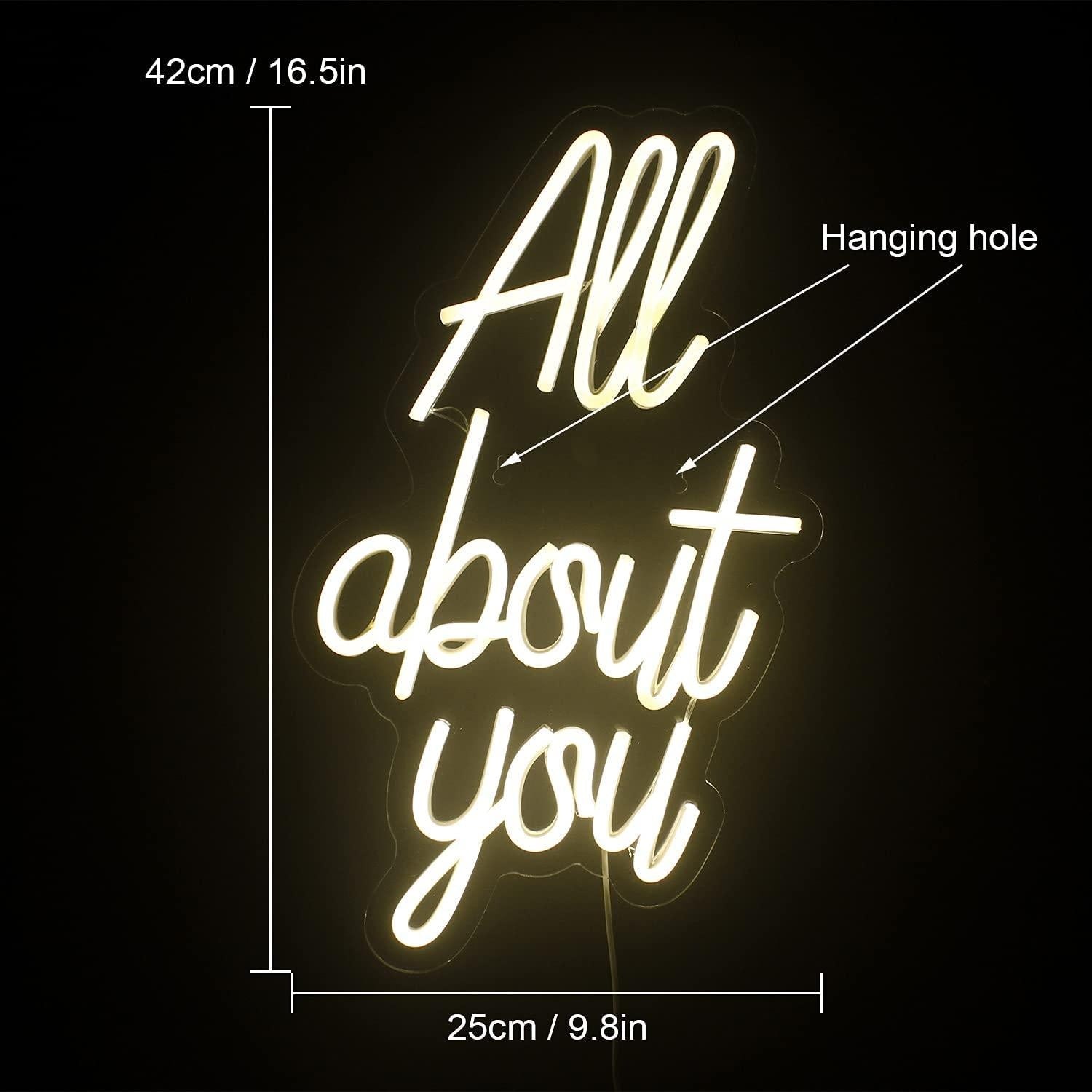 Warm White All About You Led Neon Sign For Bedroom Living Room Decor | Shineneon