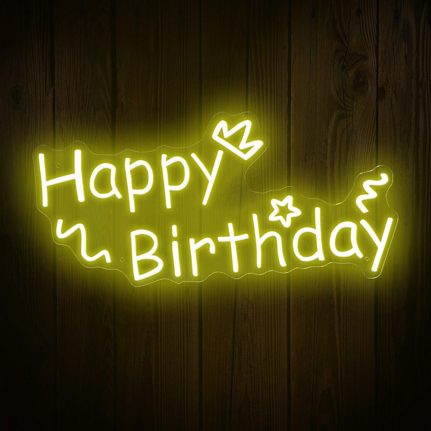 Warm White Happy Birthday Hearts Stars Swirls Led Neon Sign For Indoor Party Decor | Shineneon