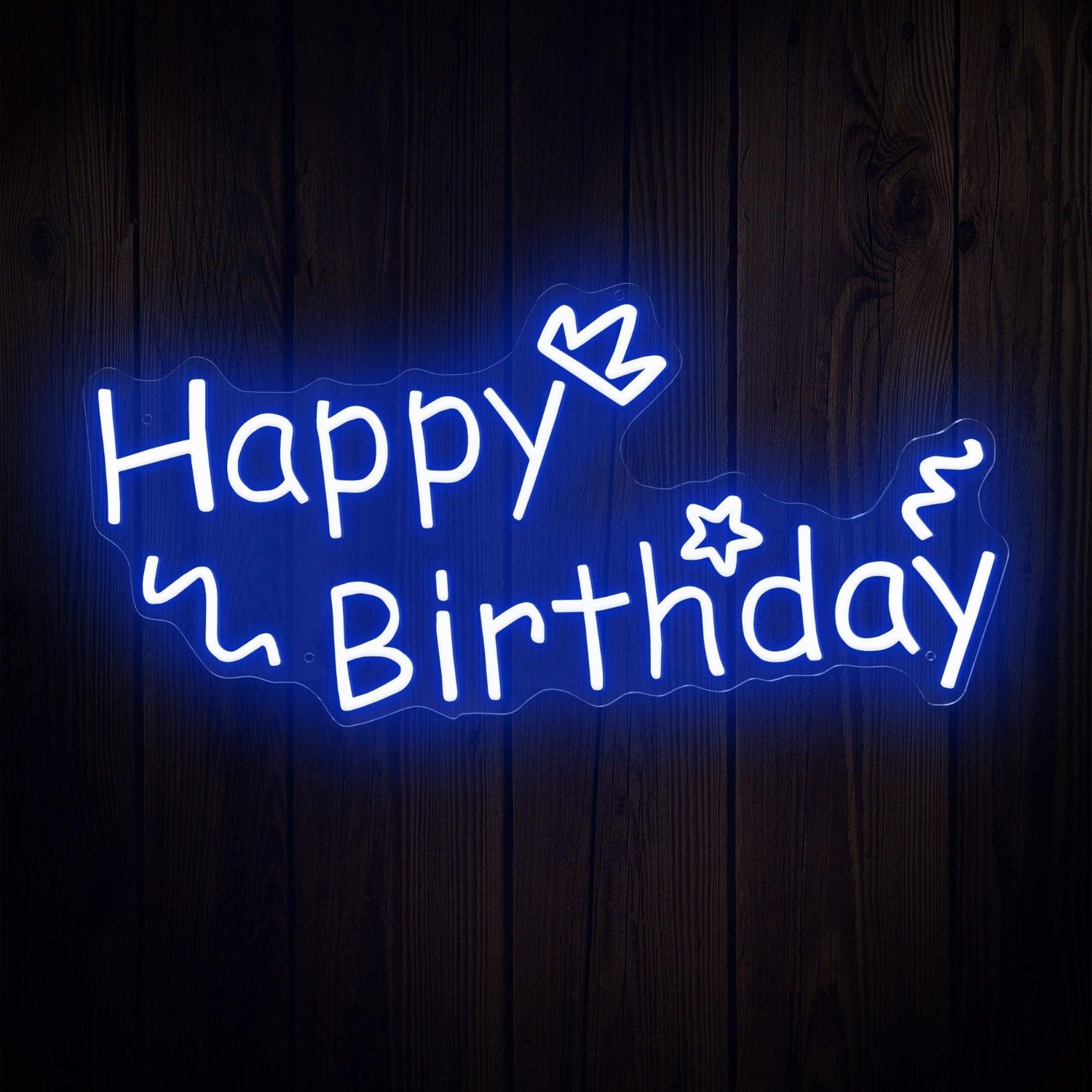 Warm White Happy Birthday Hearts Stars Swirls Led Neon Sign For Indoor Party Decor | Shineneon