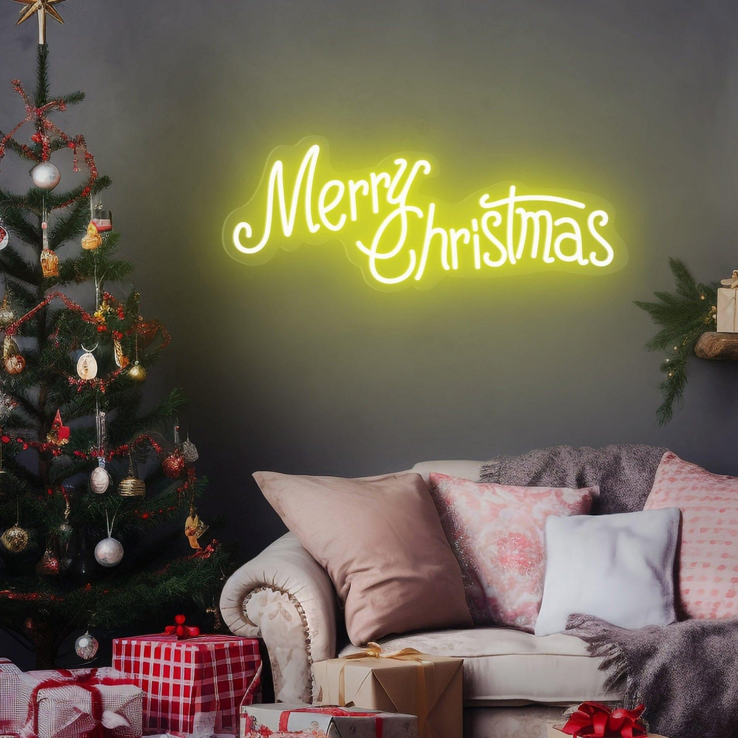 Warm White Merry Christmas Led Neon Sign For Indoor Holiday Decor | Shineneon
