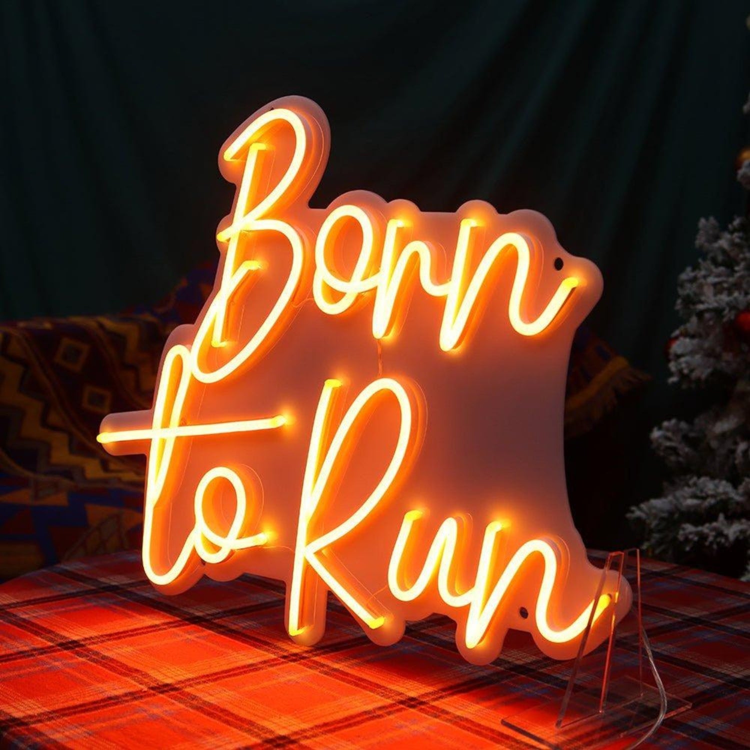 Warm Yellow Cursive Born To Run Led Neon Sign For Festive Home Decor | Shineneon