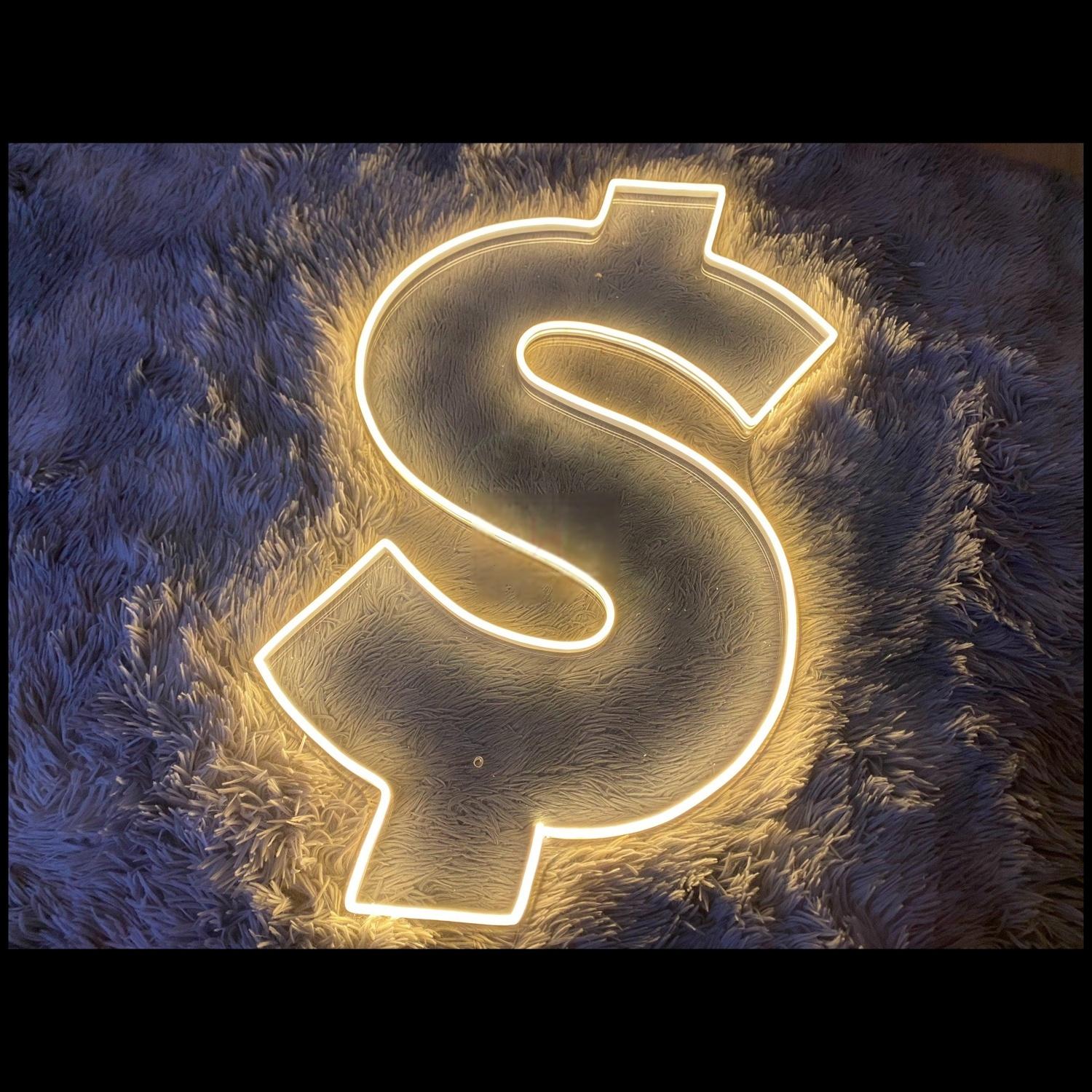 Warm Yellow Dollar Symbol Led Neon Sign For Home Shop Decor | Shineneon