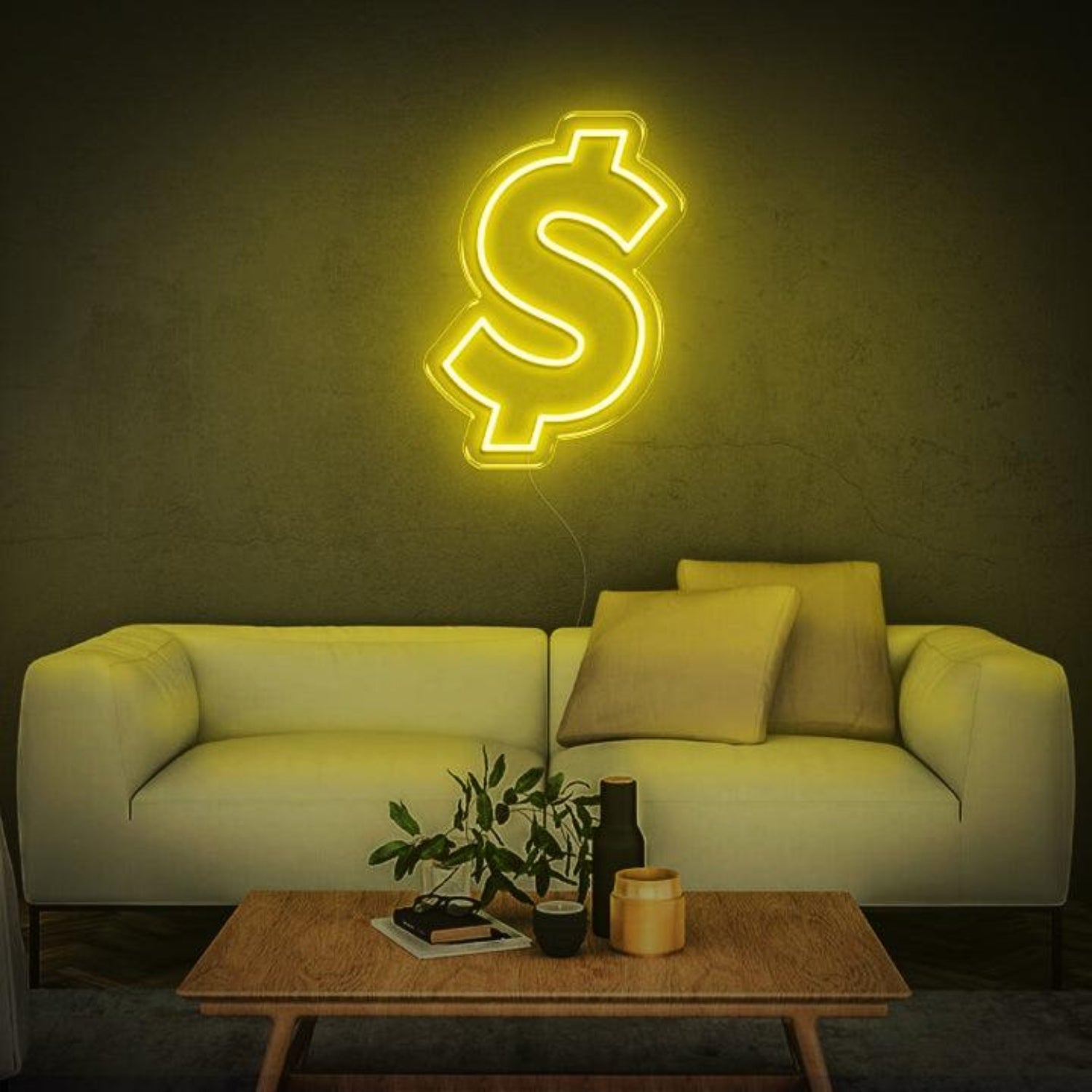 Warm Yellow Dollar Symbol Led Neon Sign For Home Shop Decor | Shineneon