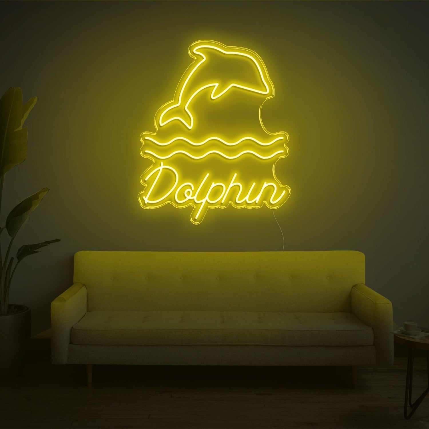 Warm Yellow Dolphin Wave Led Neon Sign For Home Decor | Shineneon