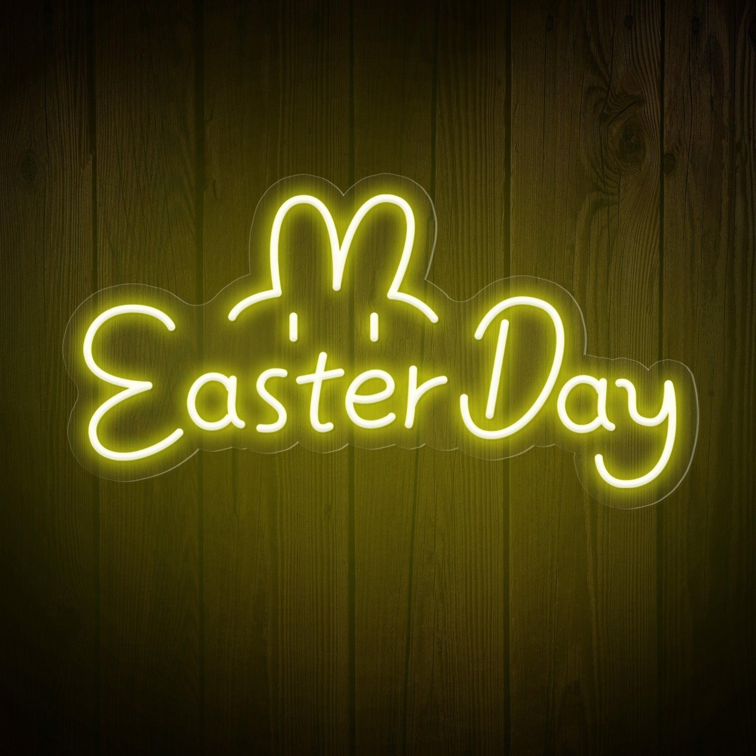 Warm Yellow Easter Day Bunny Led Neon Sign For Home Cafe Decor | Shineneon