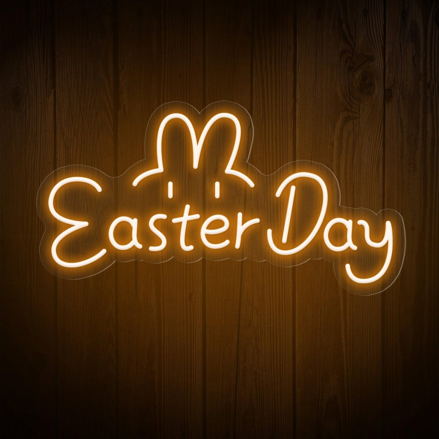 Warm Yellow Easter Day Bunny Led Neon Sign For Home Cafe Decor | Shineneon