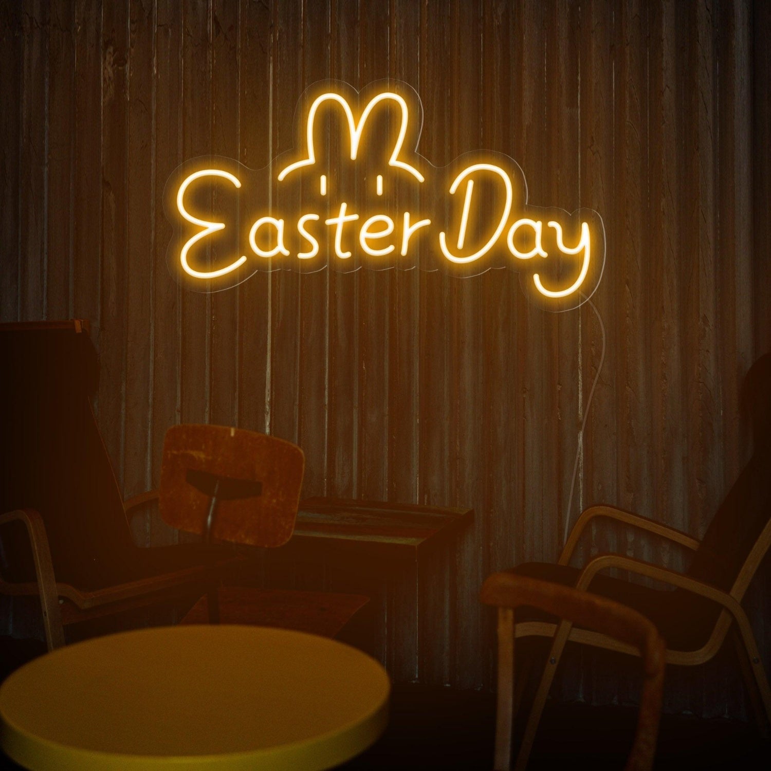 Warm Yellow Easter Day Bunny Led Neon Sign For Home Cafe Decor | Shineneon