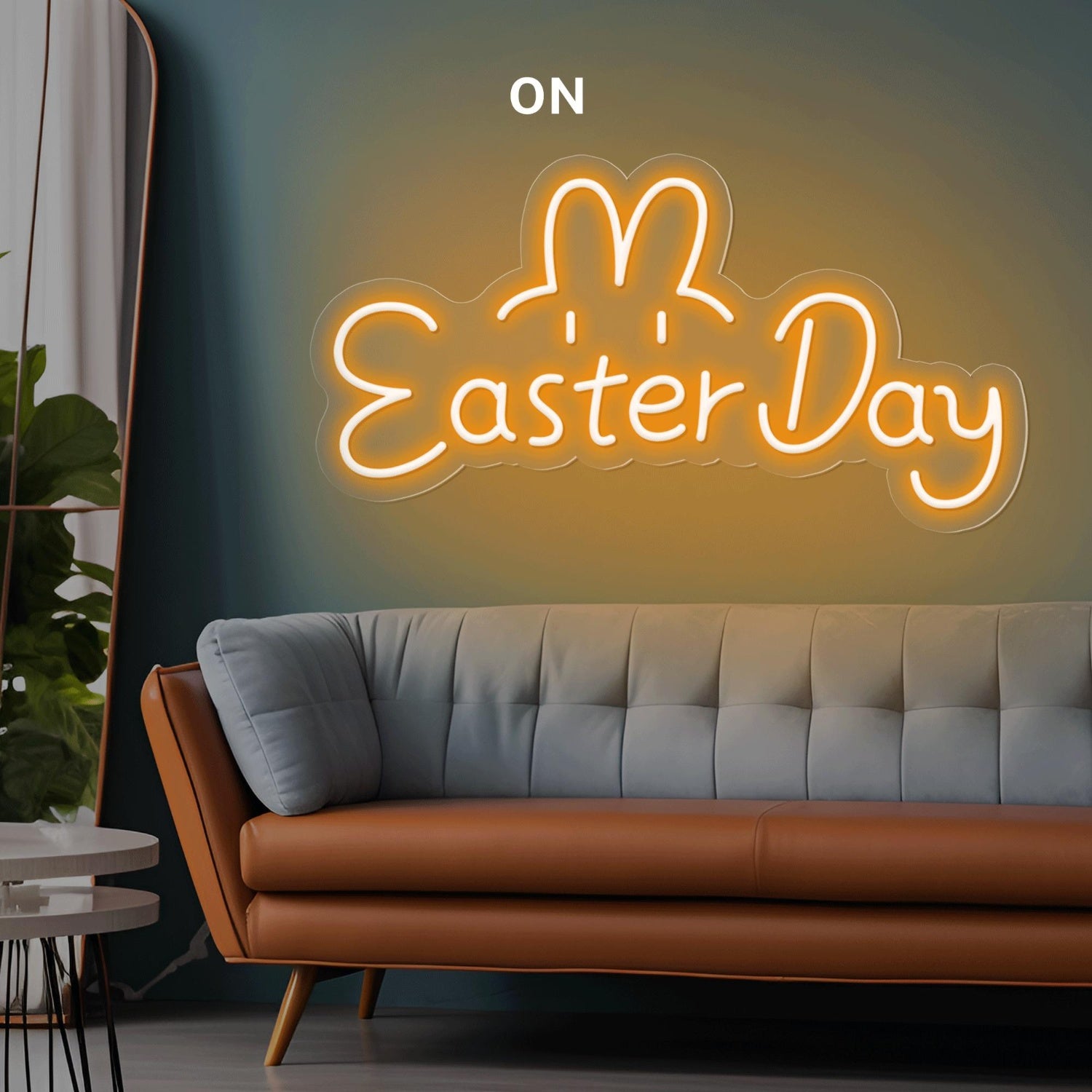 Warm Yellow Easter Day Bunny Led Neon Sign For Home Cafe Decor | Shineneon