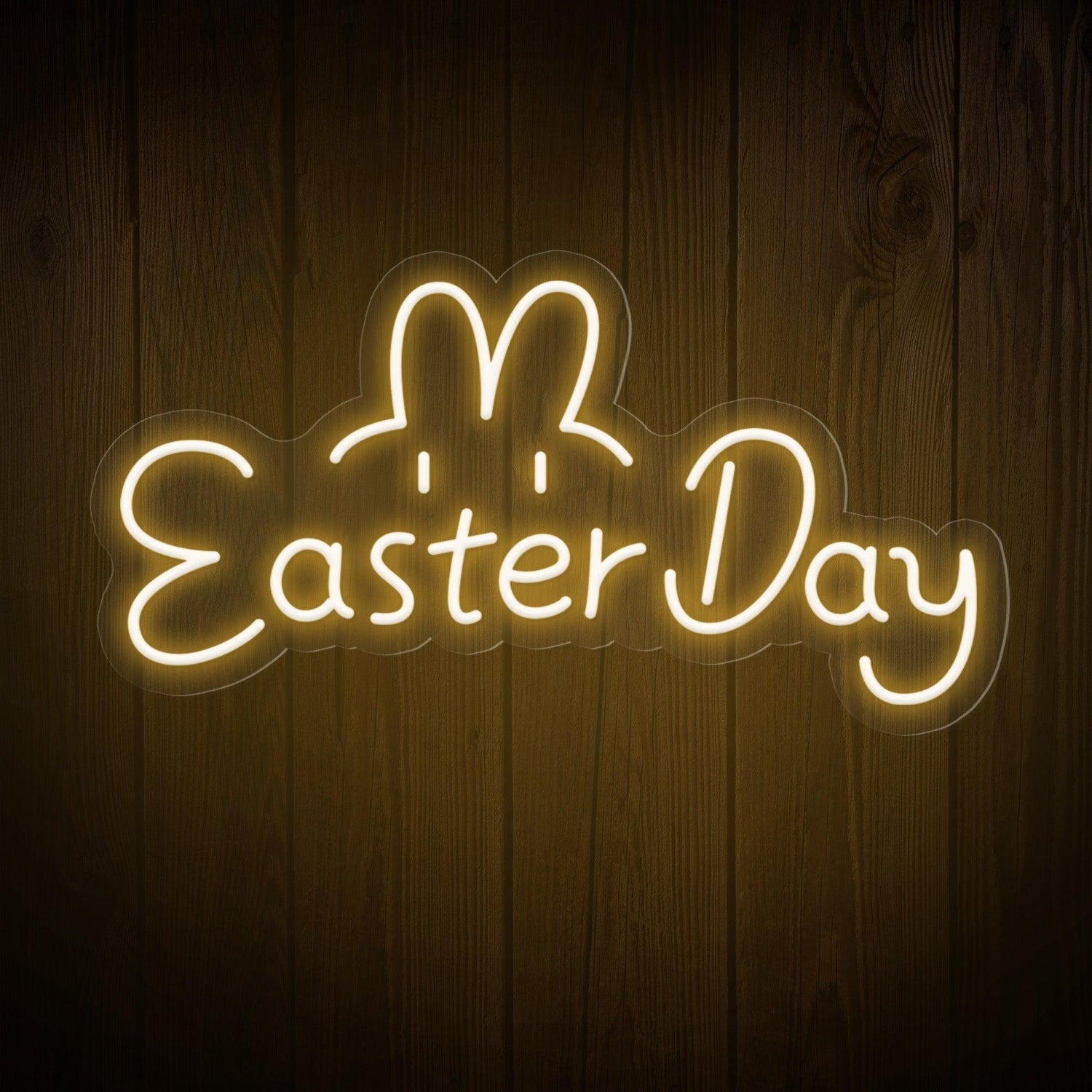 Warm Yellow Easter Day Bunny Led Neon Sign For Home Cafe Decor | Shineneon
