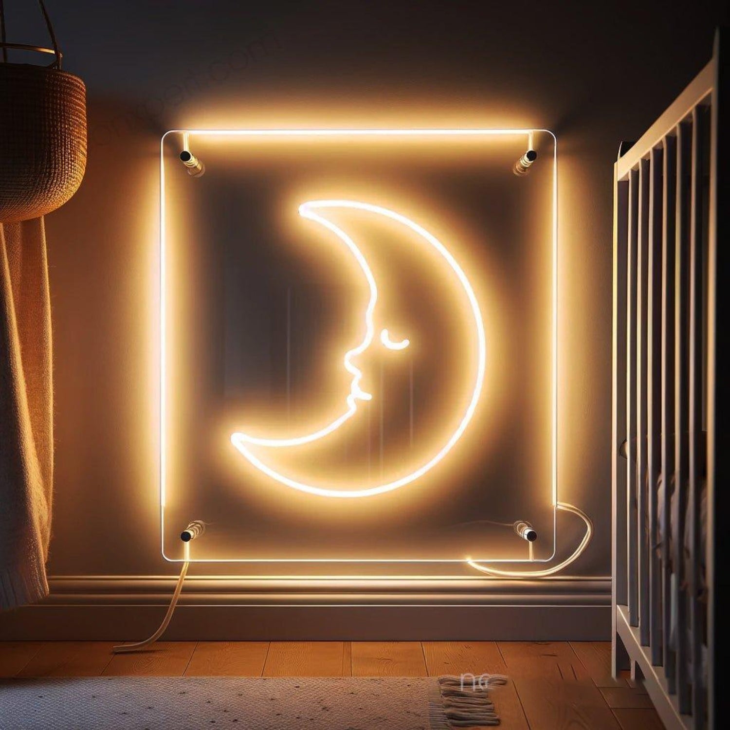 Warm Yellow Moon Face Led Neon Sign For Kids Room | Shineneon