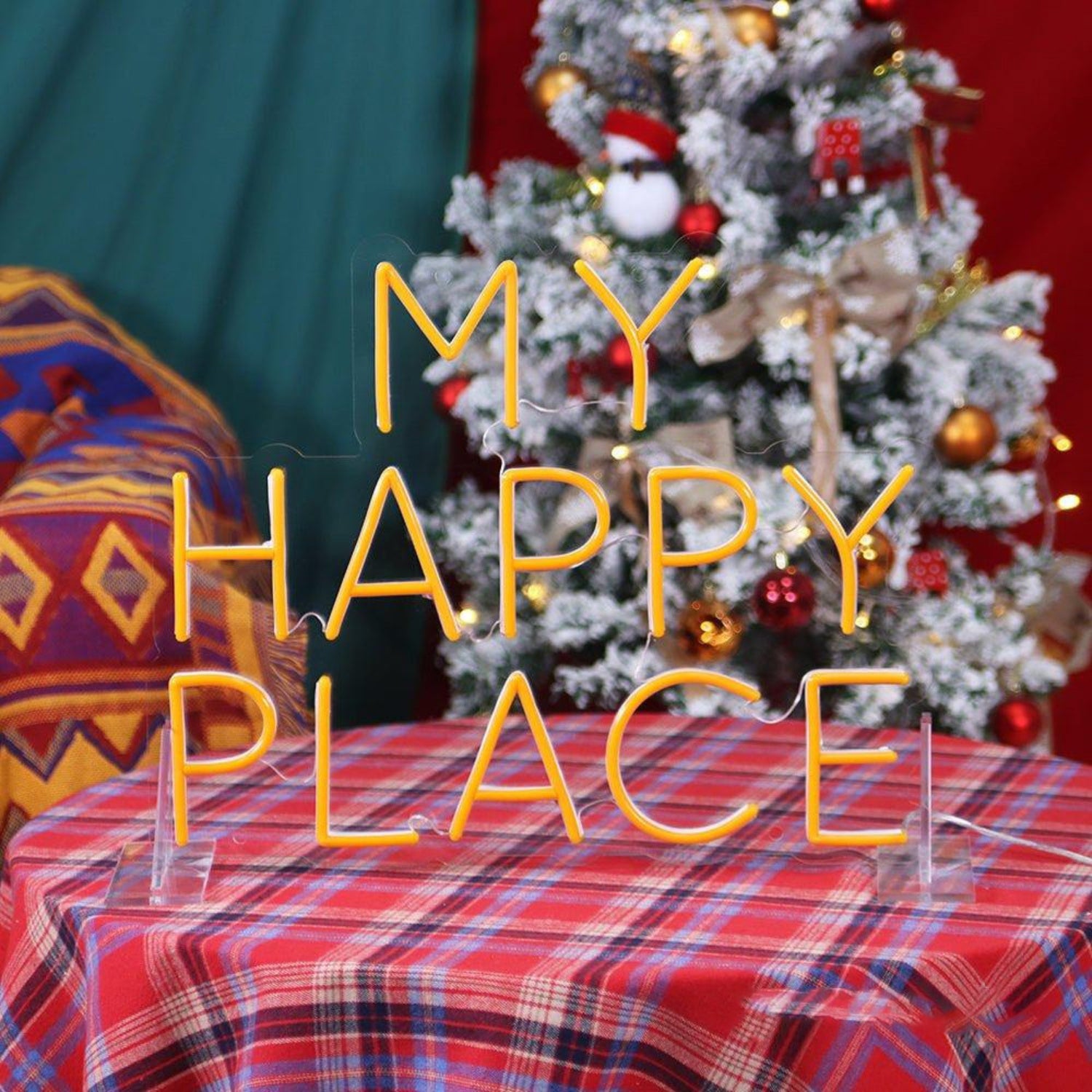 Warm Yellow My Happy Place Led Neon Sign For Christmas Home Party Decor | Shineneon