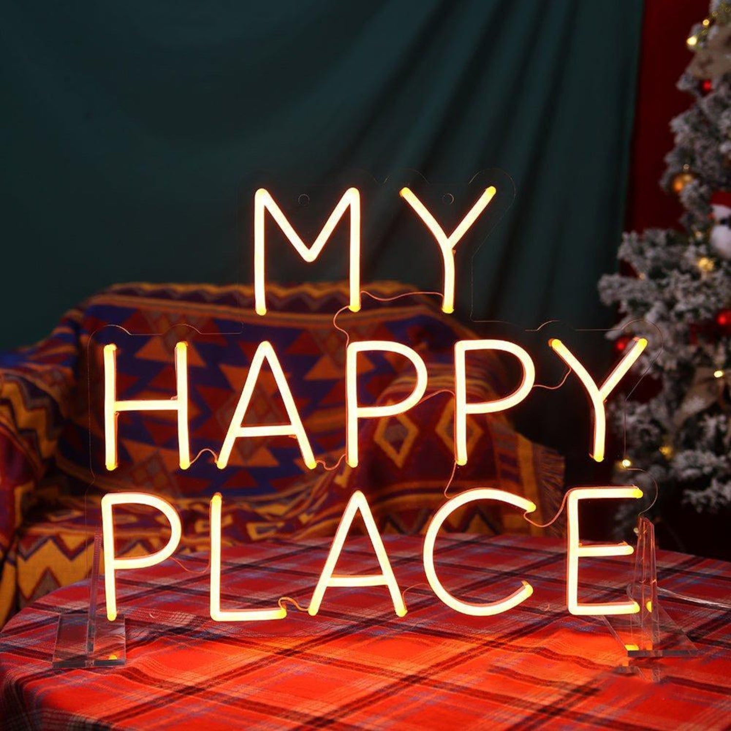 Warm Yellow My Happy Place Led Neon Sign For Christmas Home Party Decor | Shineneon