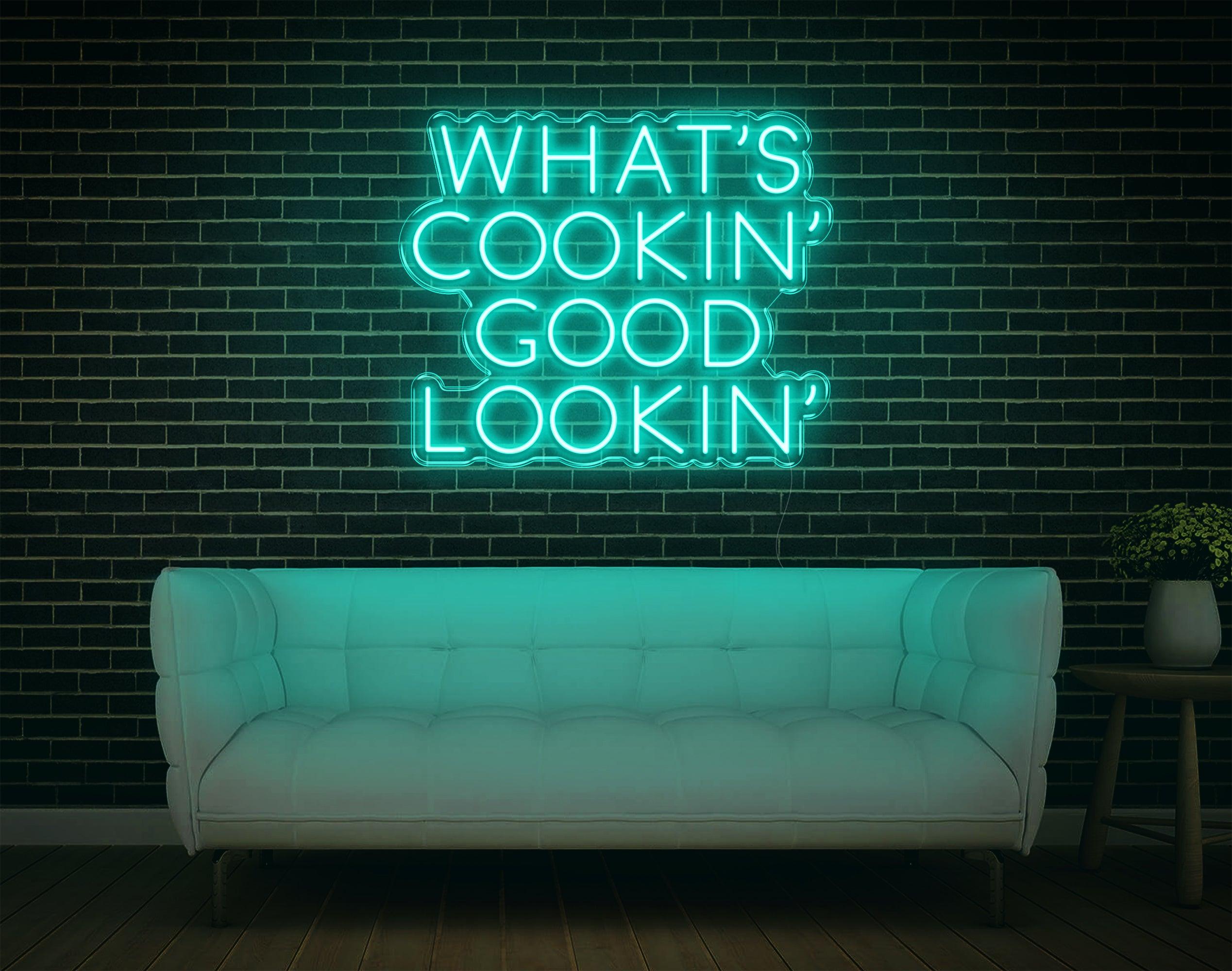 Warm Yellow Whats Cookin Good Lookin Led Neon Sign For Kitchen Home Decor | Shineneon