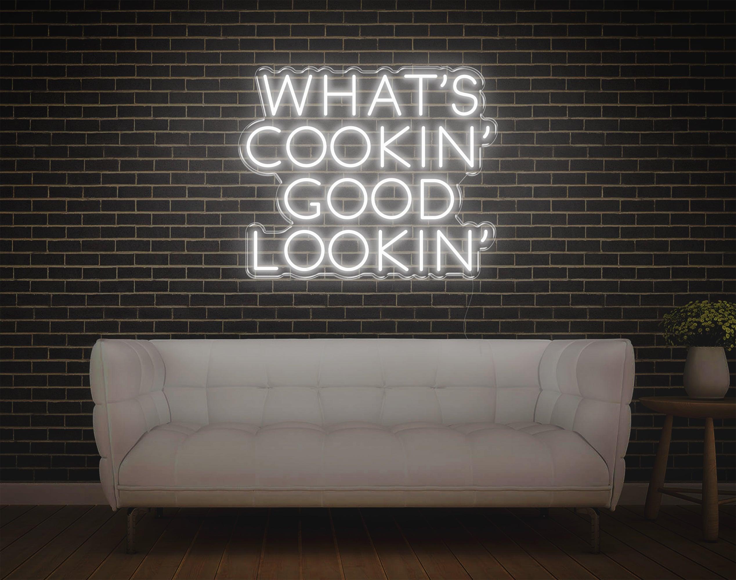 Warm Yellow Whats Cookin Good Lookin Led Neon Sign For Kitchen Home Decor | Shineneon