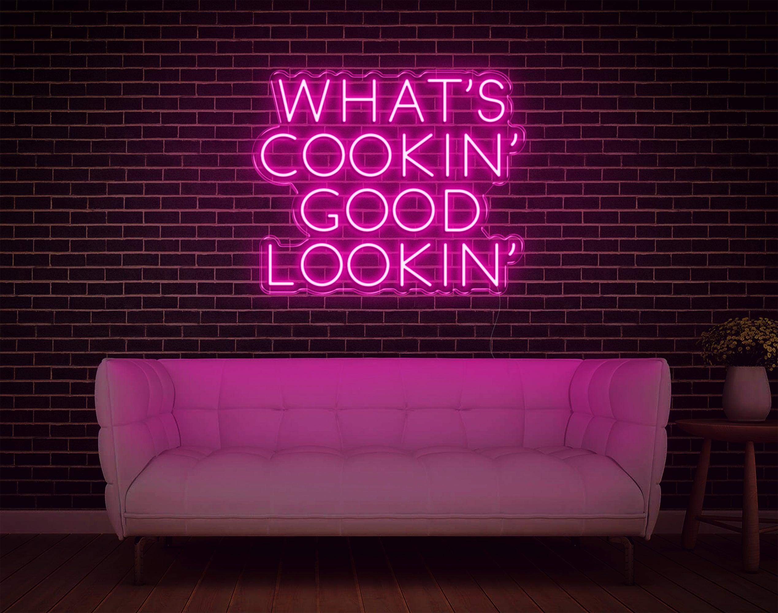 Warm Yellow Whats Cookin Good Lookin Led Neon Sign For Kitchen Home Decor | Shineneon