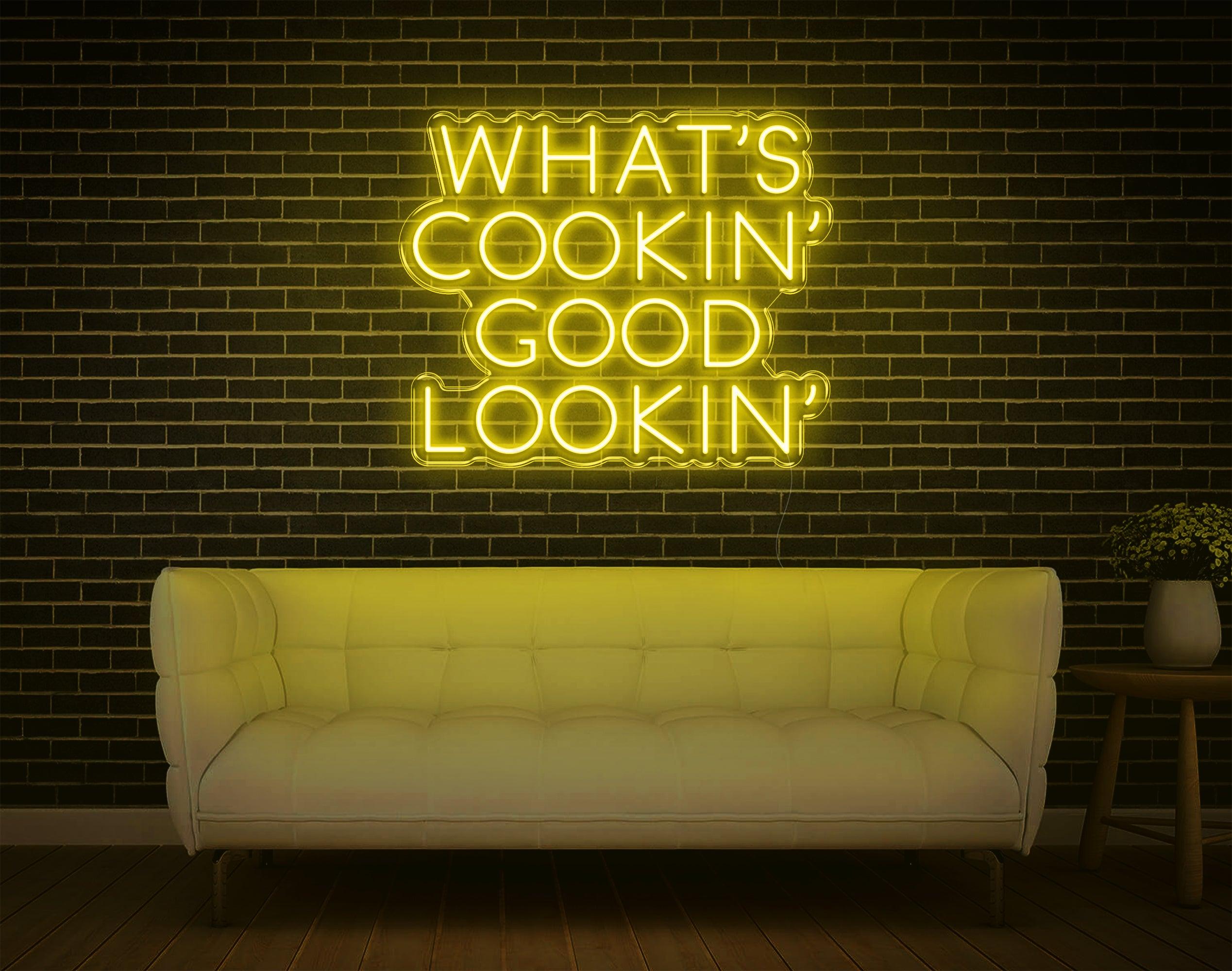 Warm Yellow Whats Cookin Good Lookin Led Neon Sign For Kitchen Home Decor | Shineneon