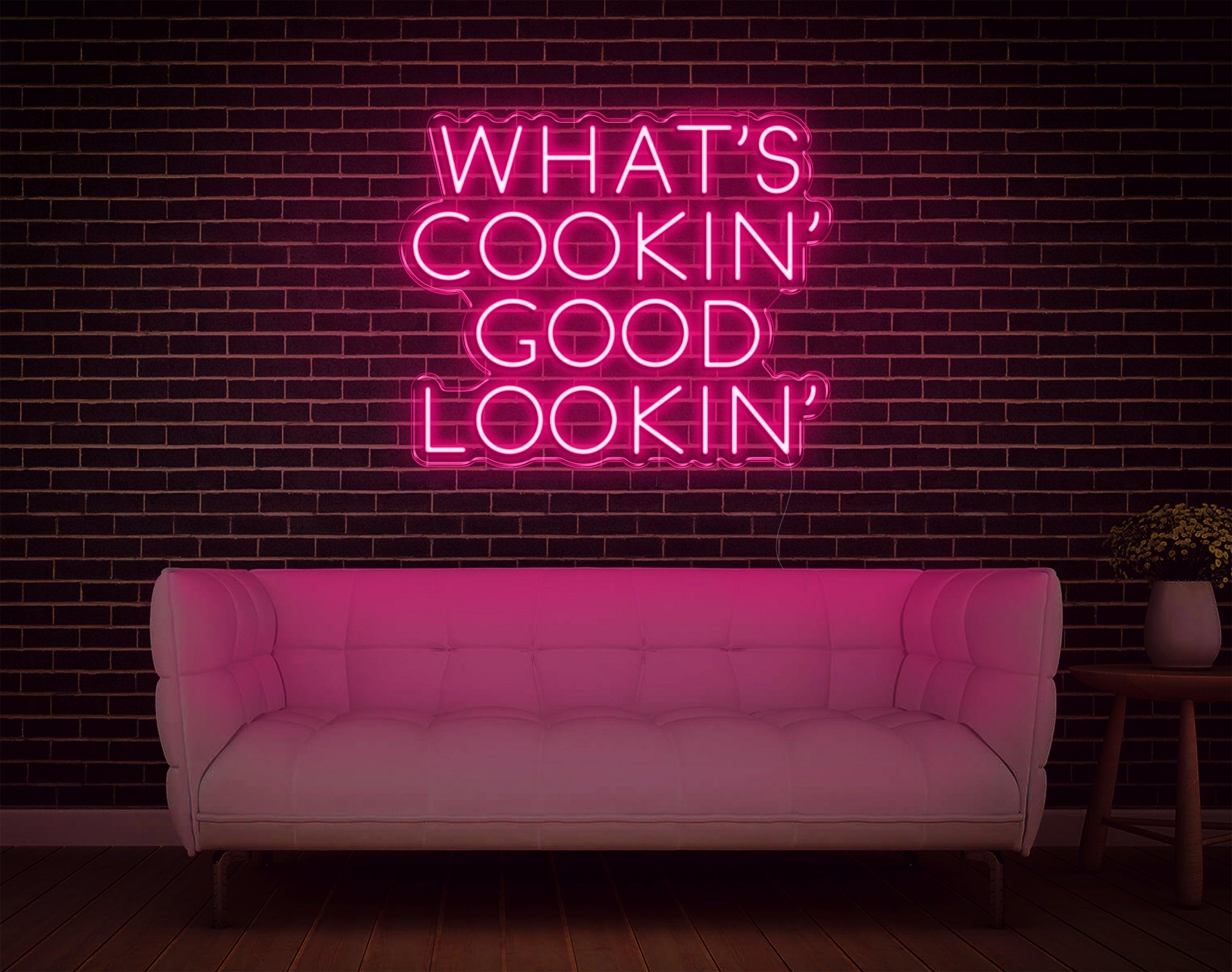 Warm Yellow Whats Cookin Good Lookin Led Neon Sign For Kitchen Home Decor | Shineneon