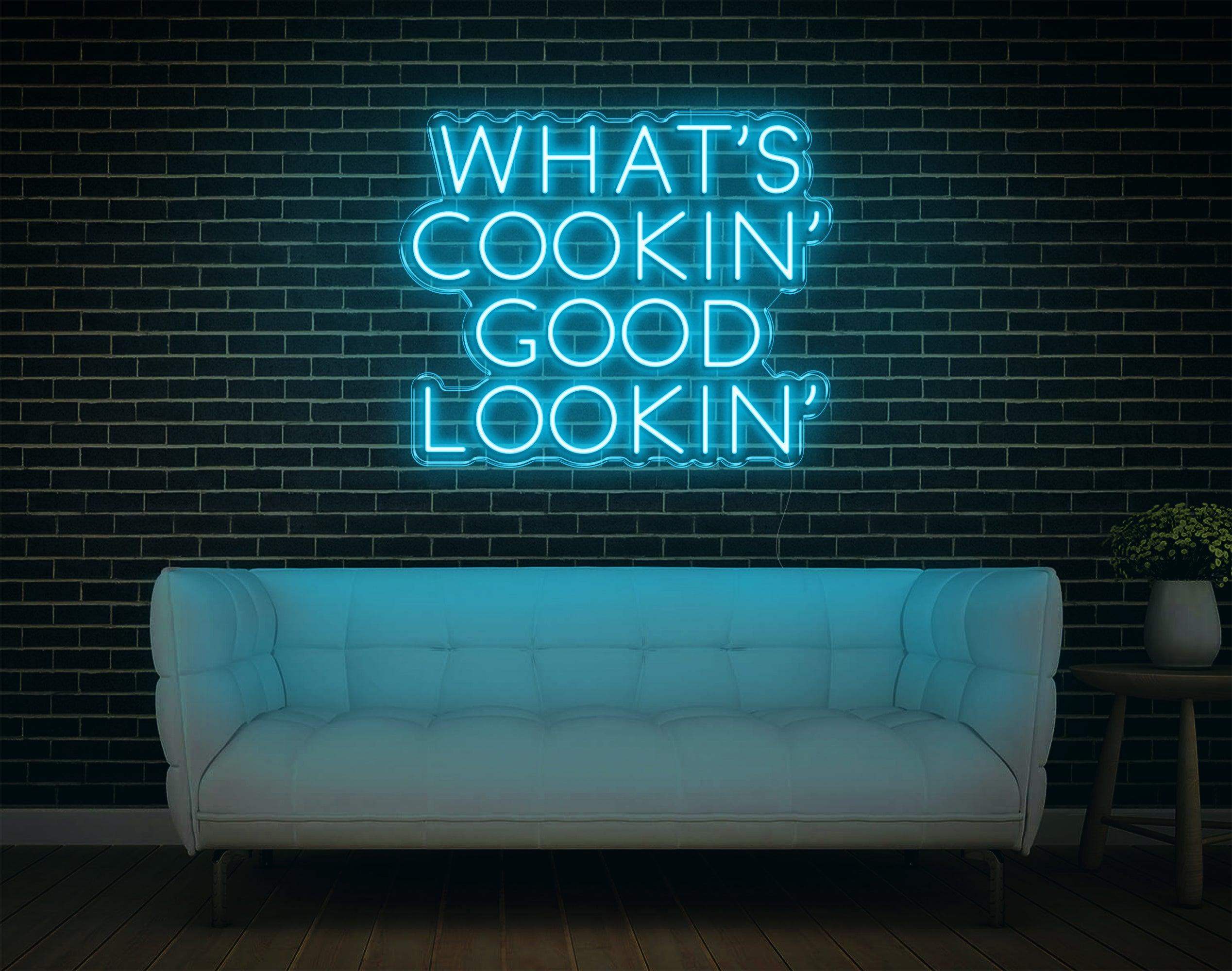 Warm Yellow Whats Cookin Good Lookin Led Neon Sign For Kitchen Home Decor | Shineneon