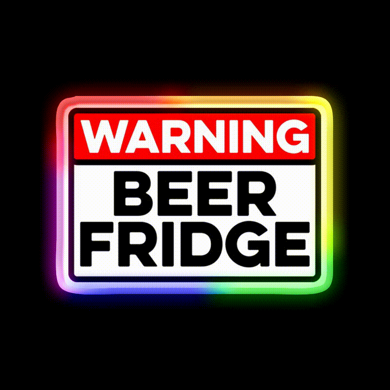 Warning Beer Fridge Drinks Cocktail Bar Decor Led Neon Sign Rgb Color - LED neon sign close-up detail