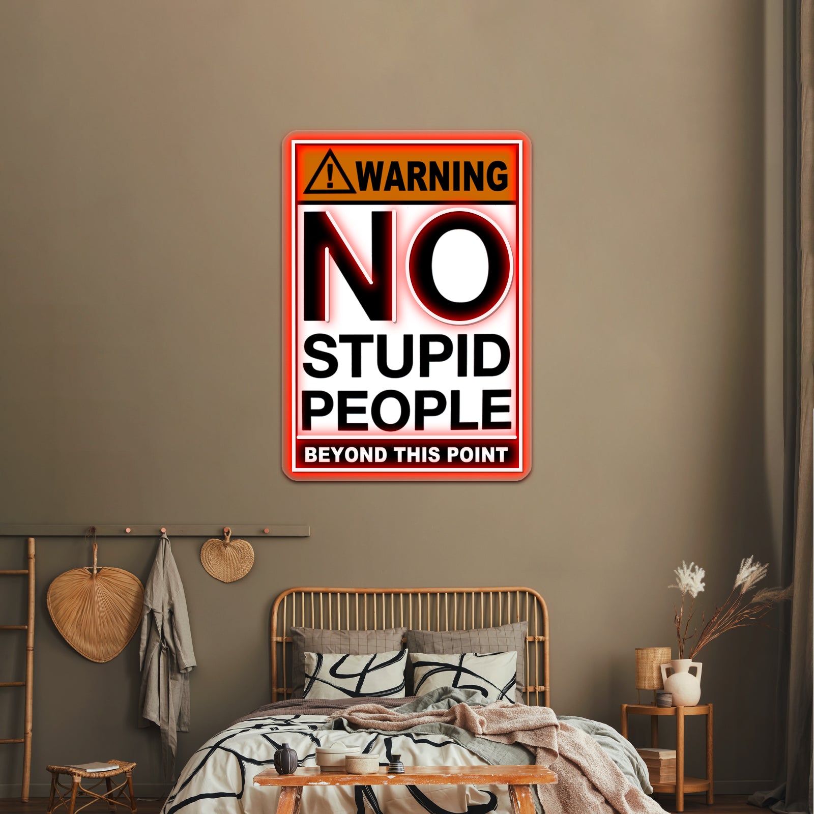 Warning Sign No Stupid People Beyond This Point Wall Artwork Neon Signs | Shineneon