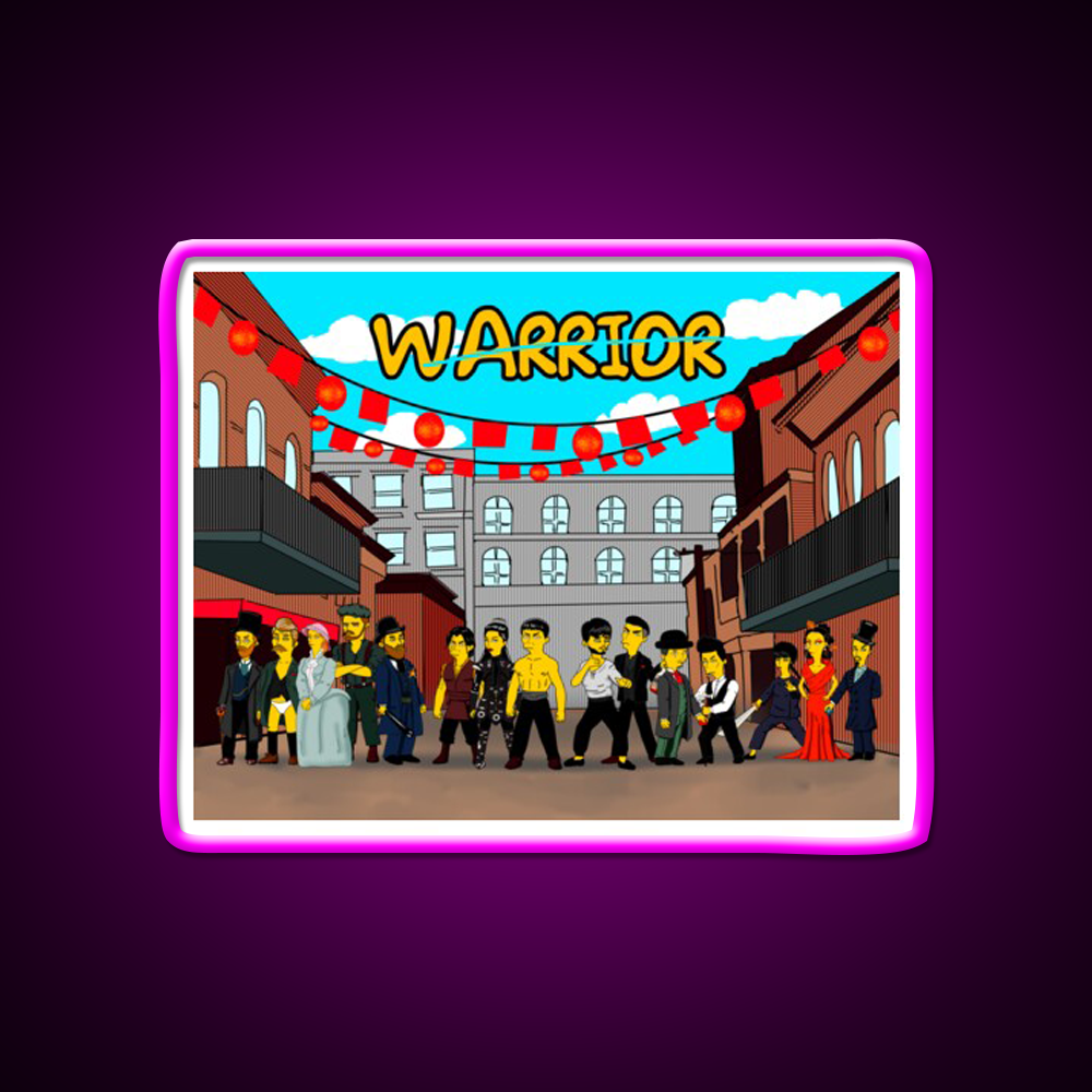 Warriors Of Chinatown Awesome Tv Show Artwork Asian Cultural Led Neon Sign Rgb Color - Neon sign mounted on wall in room