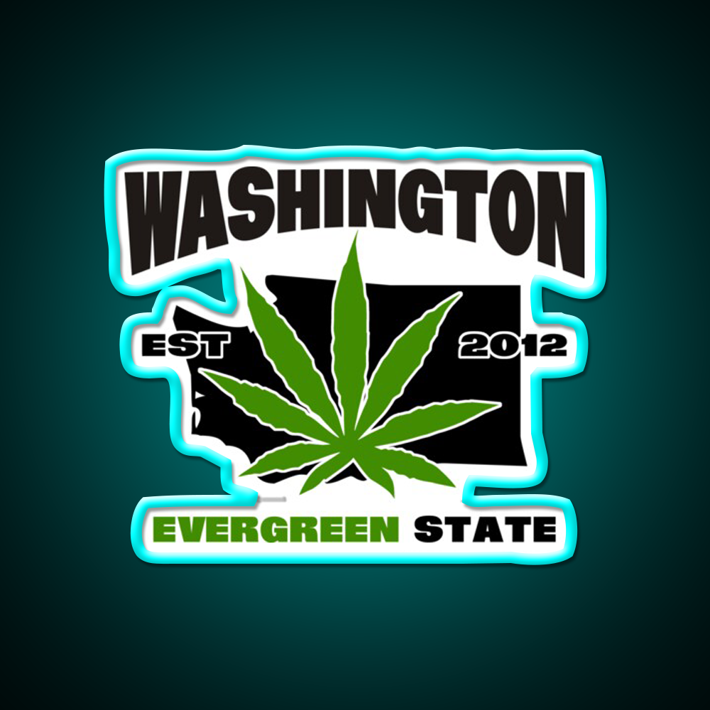 Washington Weed Hemp Inspired Green Leaf Led Neon Sign Rgb Color