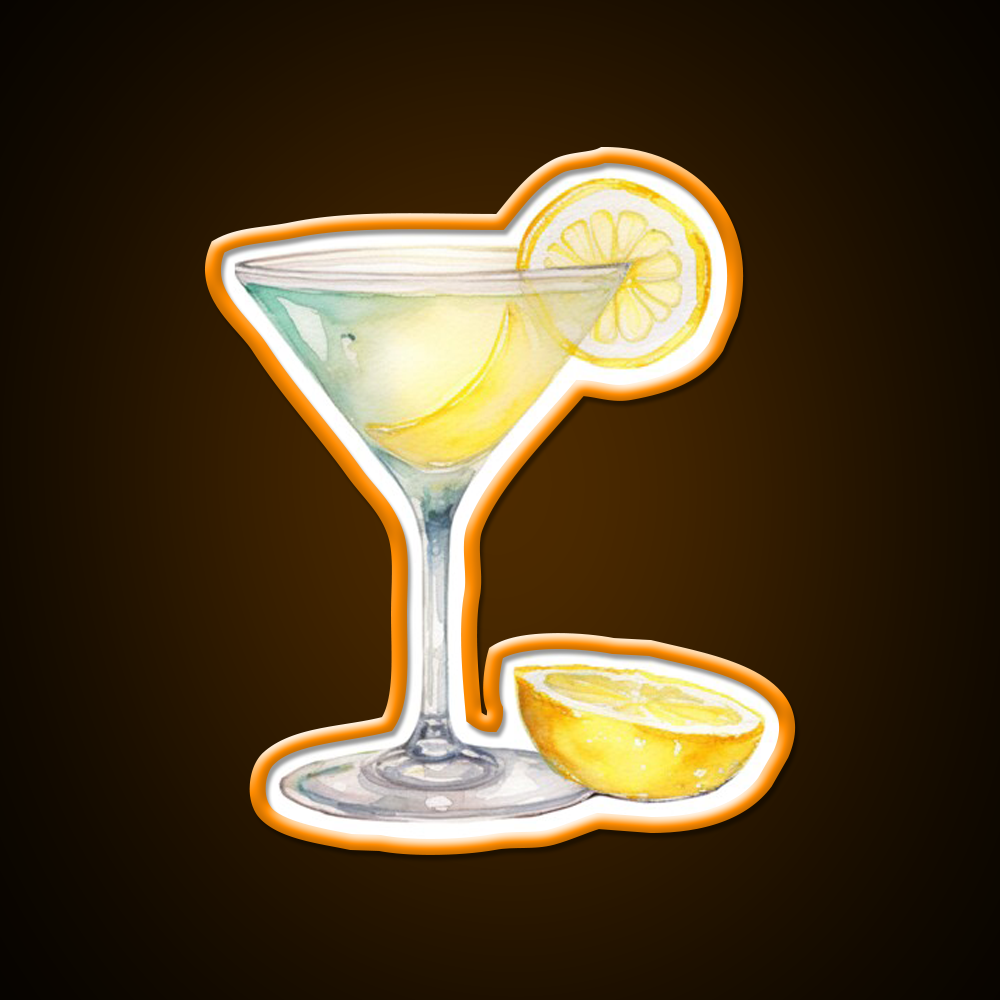 Water Color Drawing Of A Lemondrop Cocktail Bar Decor Led Neon Sign Rgb Color - LED neon sign view 6