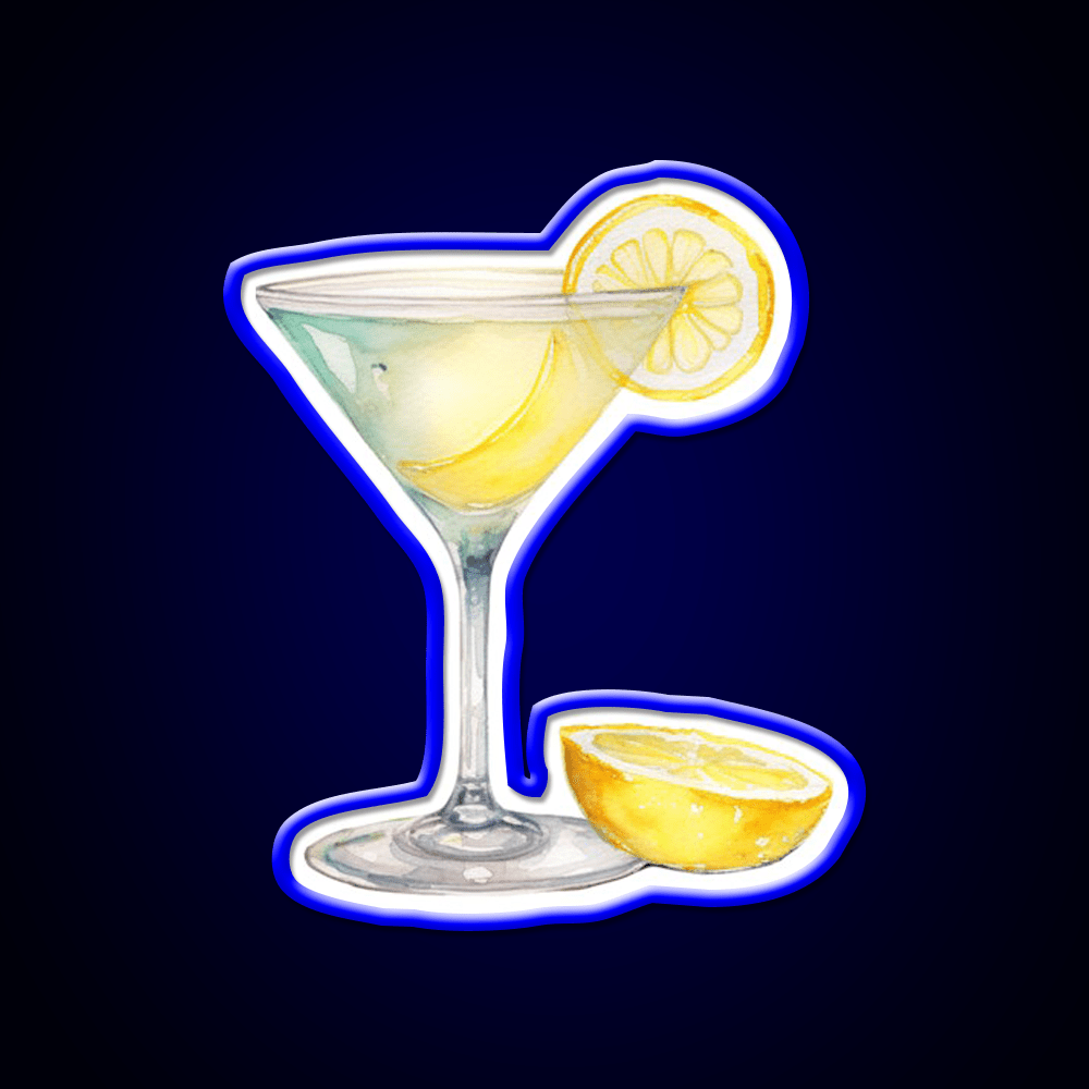 Water Color Drawing Of A Lemondrop Cocktail Bar Decor Led Neon Sign Rgb Color - Shineneon