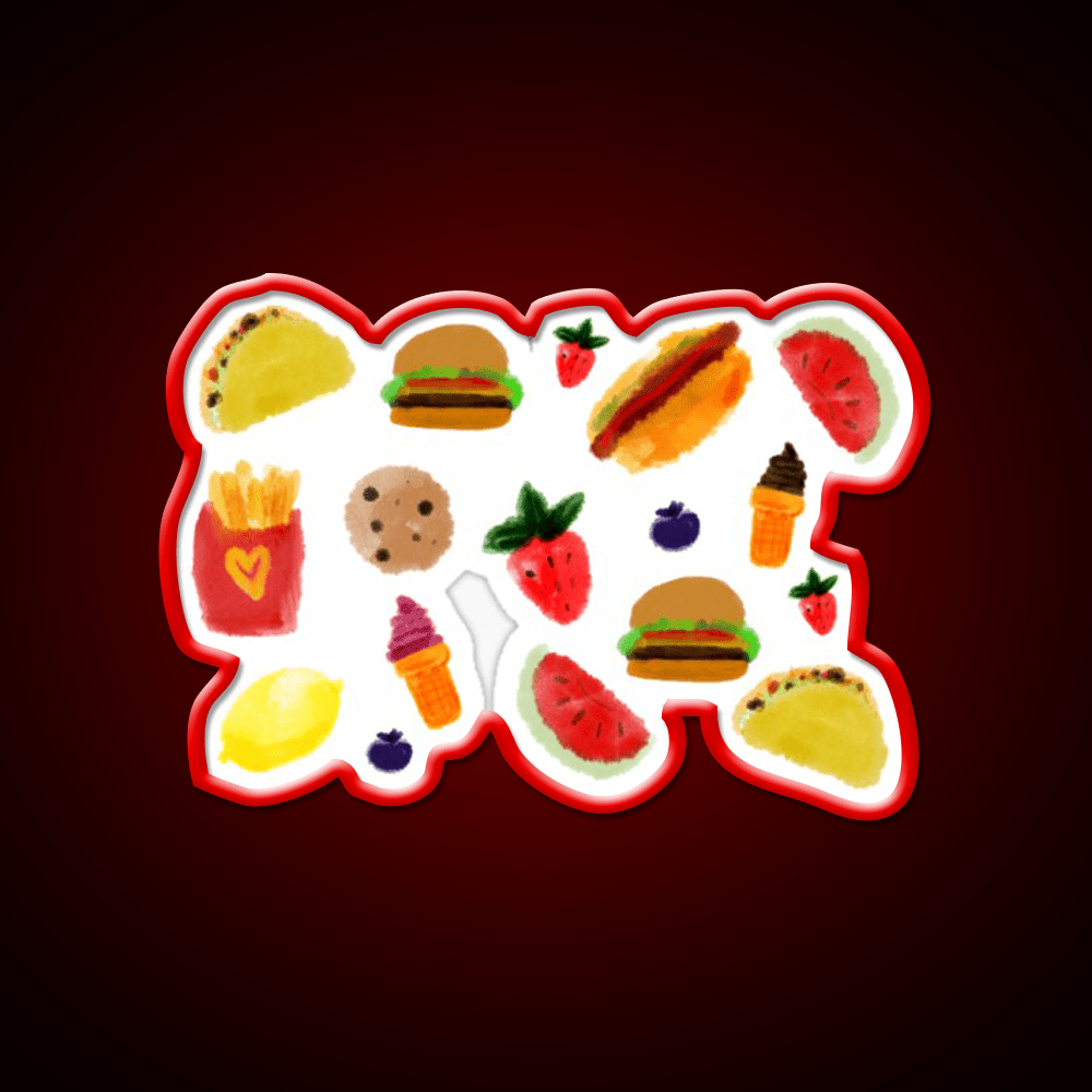 Watercolor Foods Fast Food Led Neon Sign For Burger Place Rgb Color - Shineneon