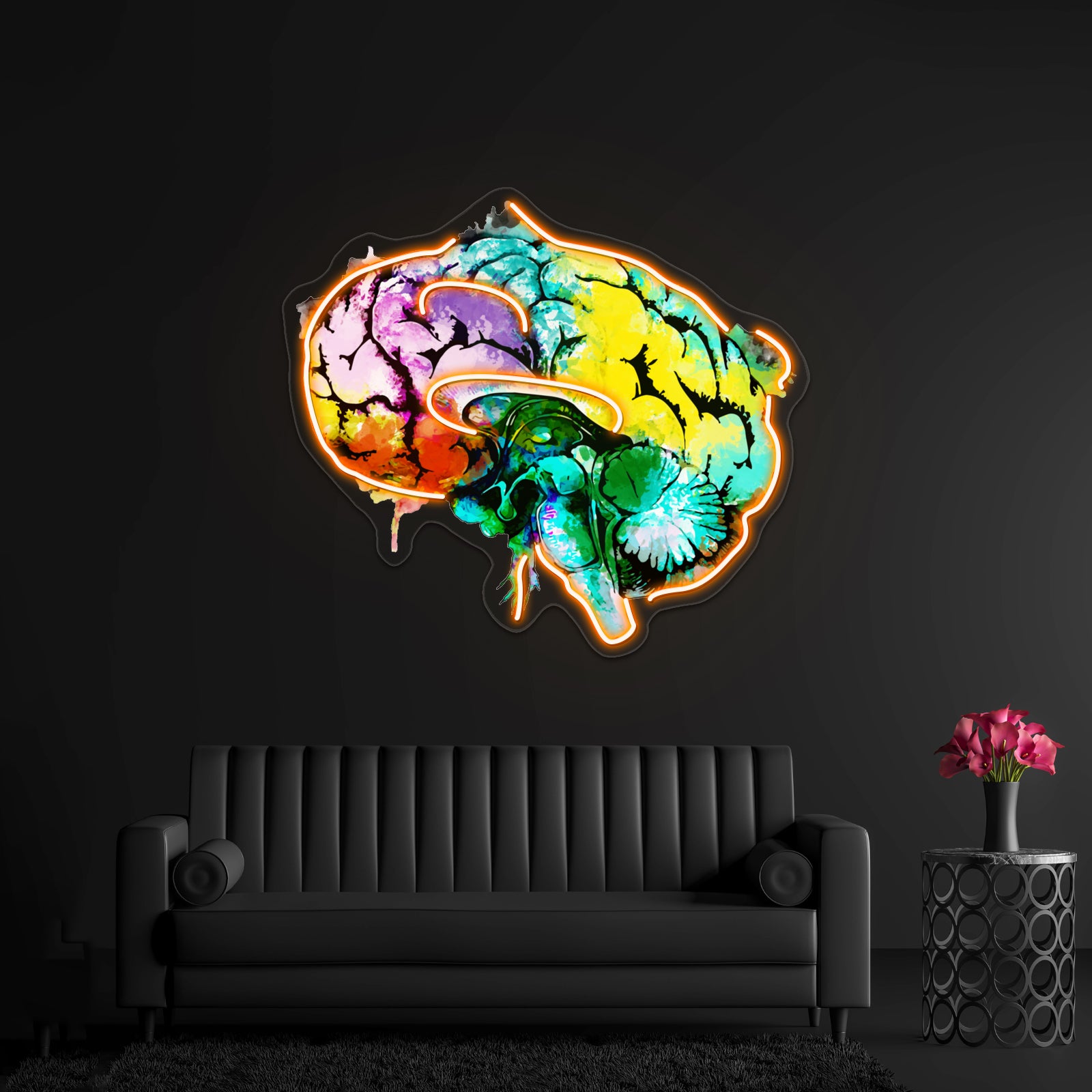 Watercolor Mental Health Brain Art Psychology Colorfull Wall Artwork Neon Signs | Shineneon
