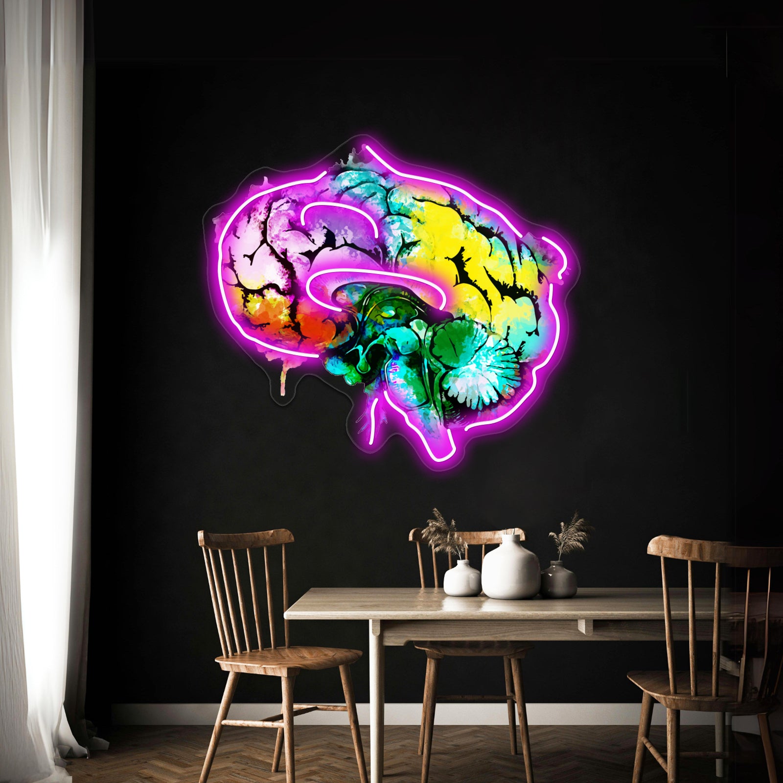 Watercolor Mental Health Brain Art Psychology Colorfull Wall Artwork Neon Signs | Shineneon