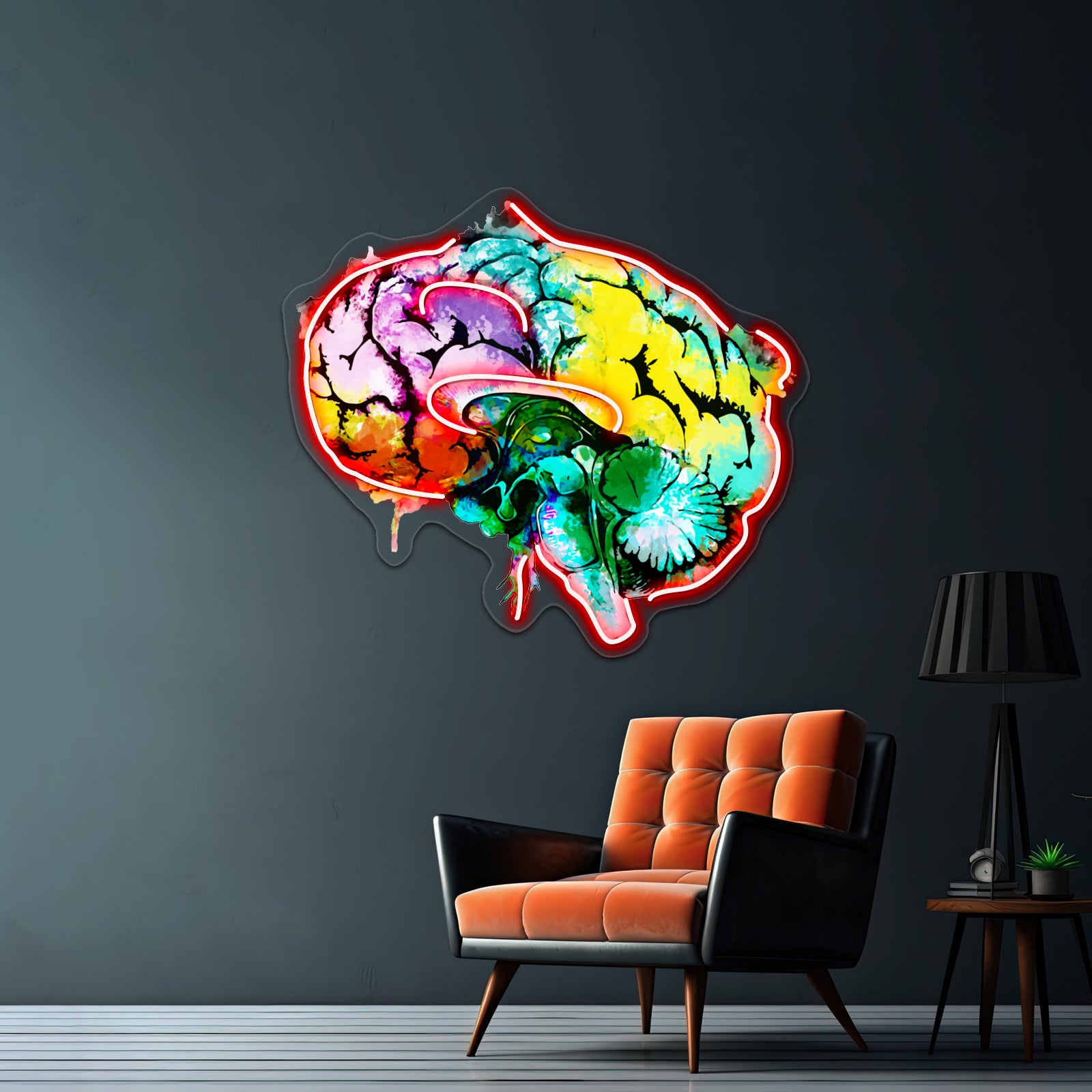 Watercolor Mental Health Brain Art Psychology Colorfull Wall Artwork Neon Signs | Shineneon